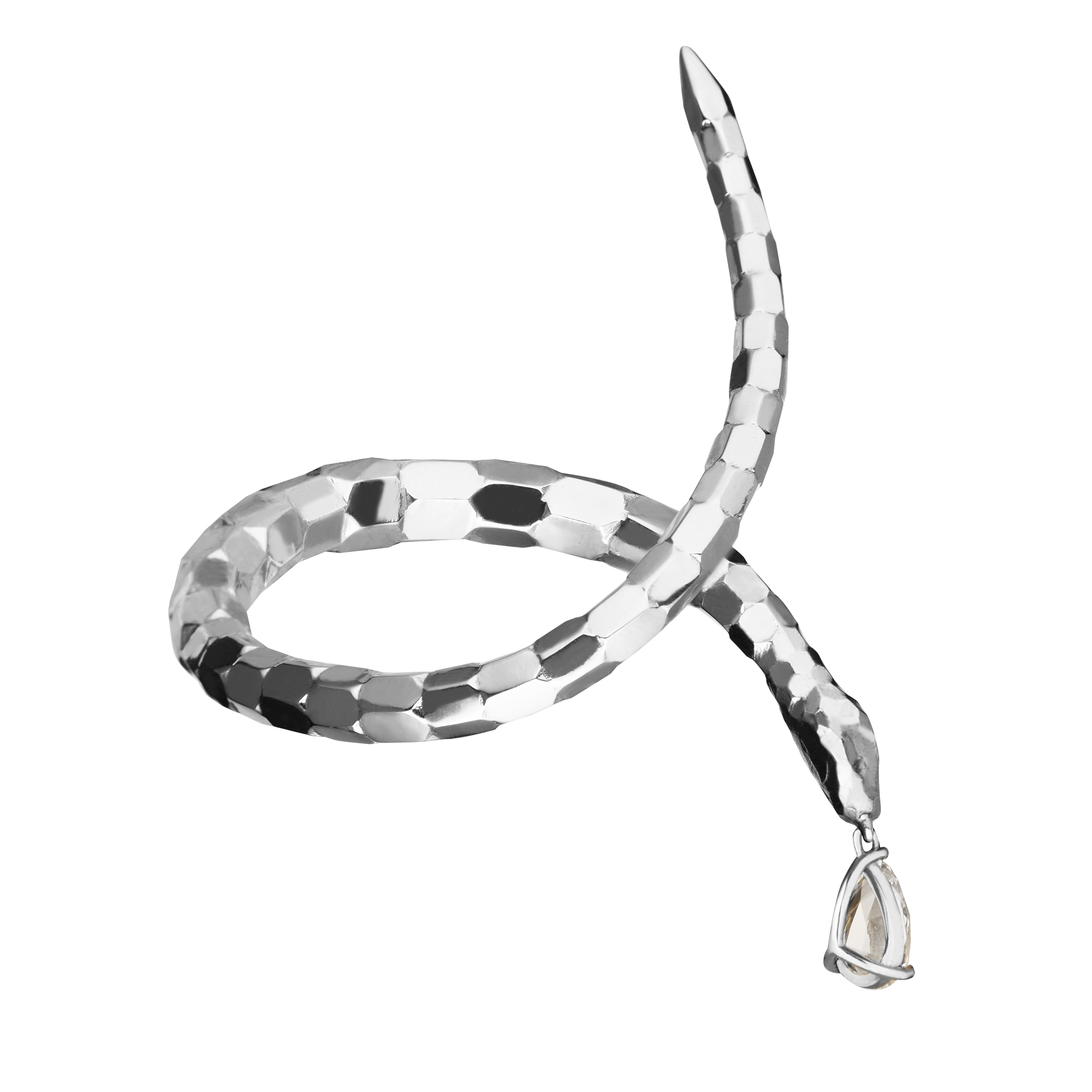 VENENUM silv bracelet, 925 silver, white rhodium, topaz 2.25 ct
