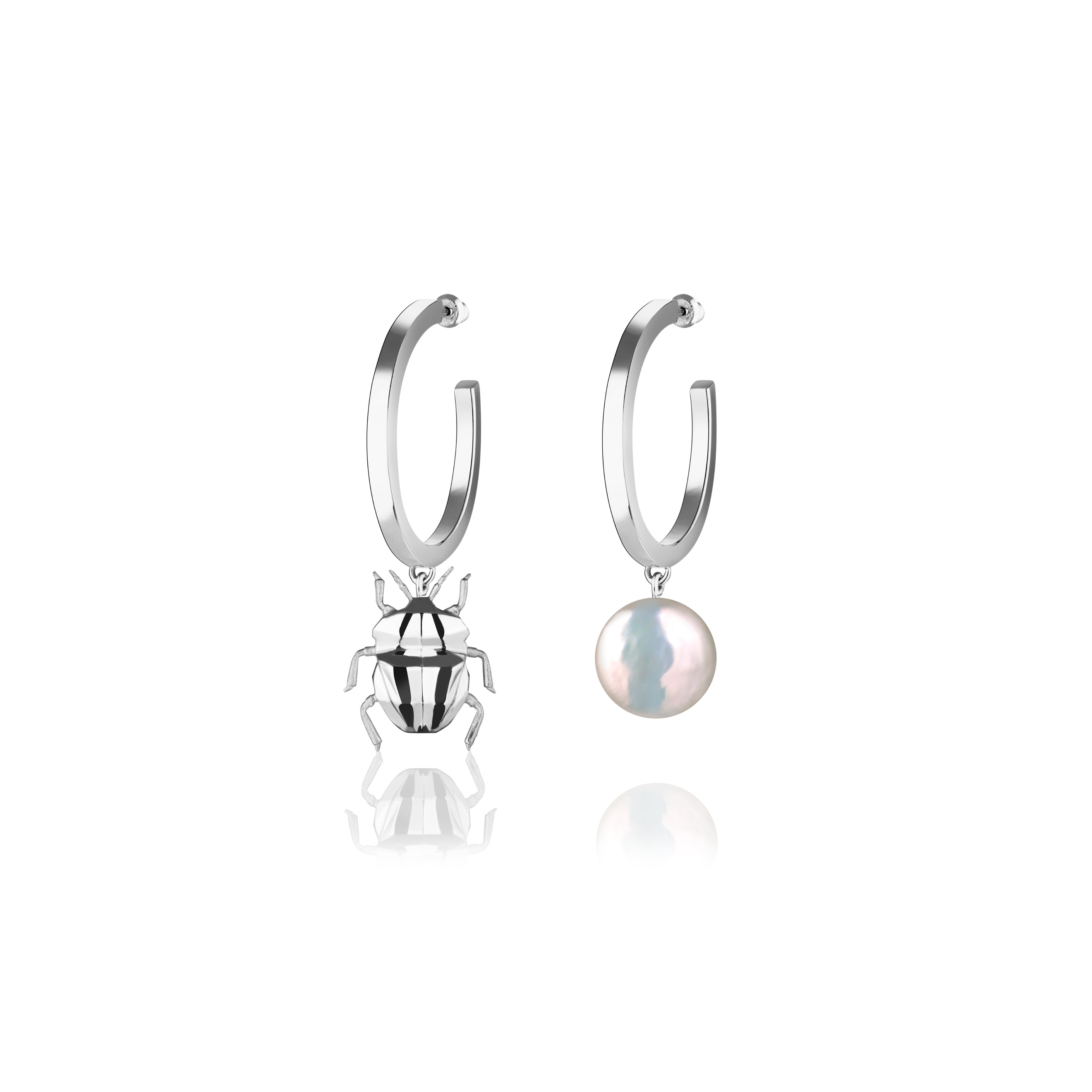 Асимметричные серьги Vertigo Jewellery Lab Асимметричные серьги BUG silv 

Серебро 925, бел. родий, нат. жемчуг 6,5гр,