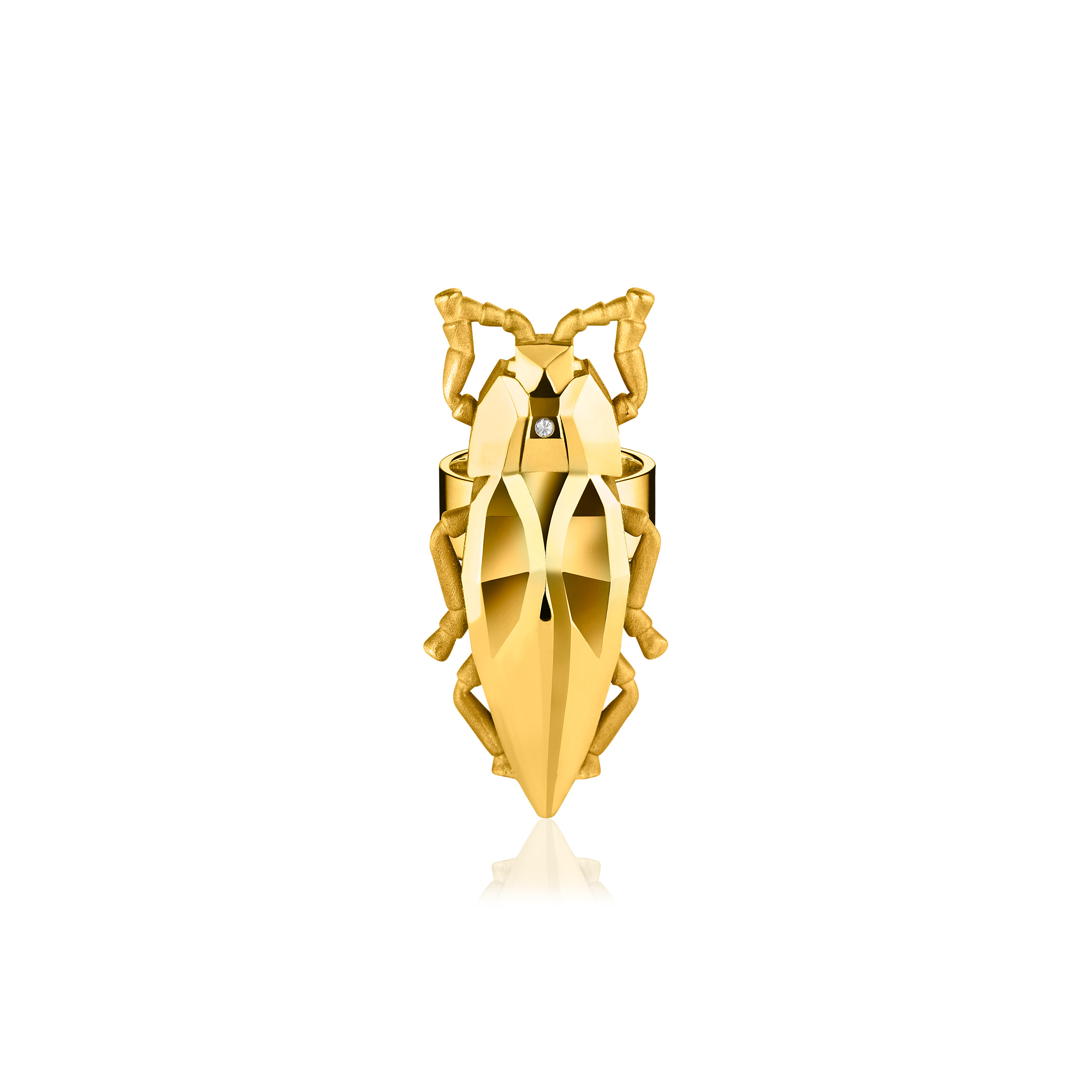 Акцентные кольца Vertigo Jewellery Lab Кольцо СLEOPTR gold 17, серебро 925, позолота 24K, бел. бриллиант 0.008ct