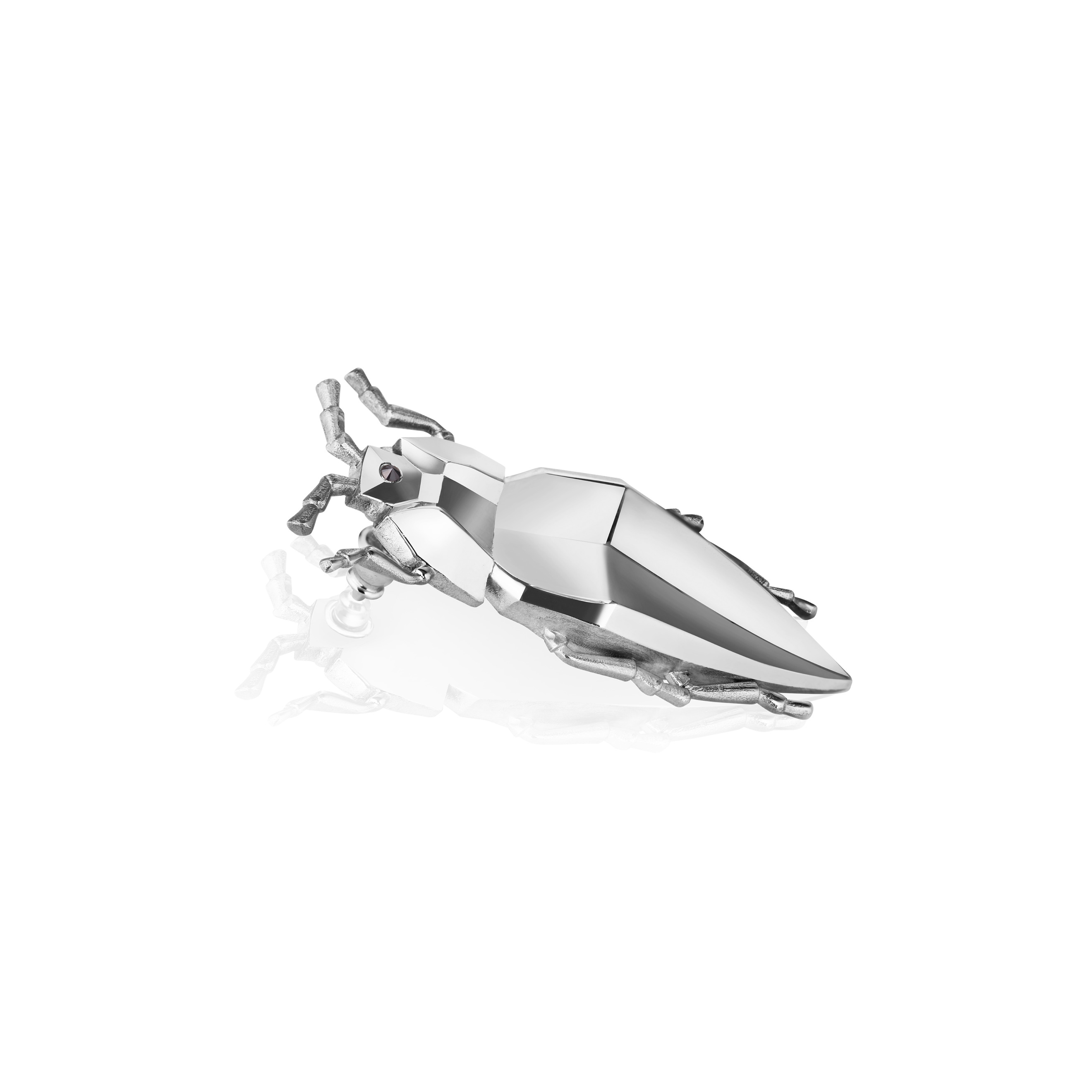 Моносерьга СLEOPTR silv, серебро 925, бел. родий, черн. бриллиант 0.008ct
