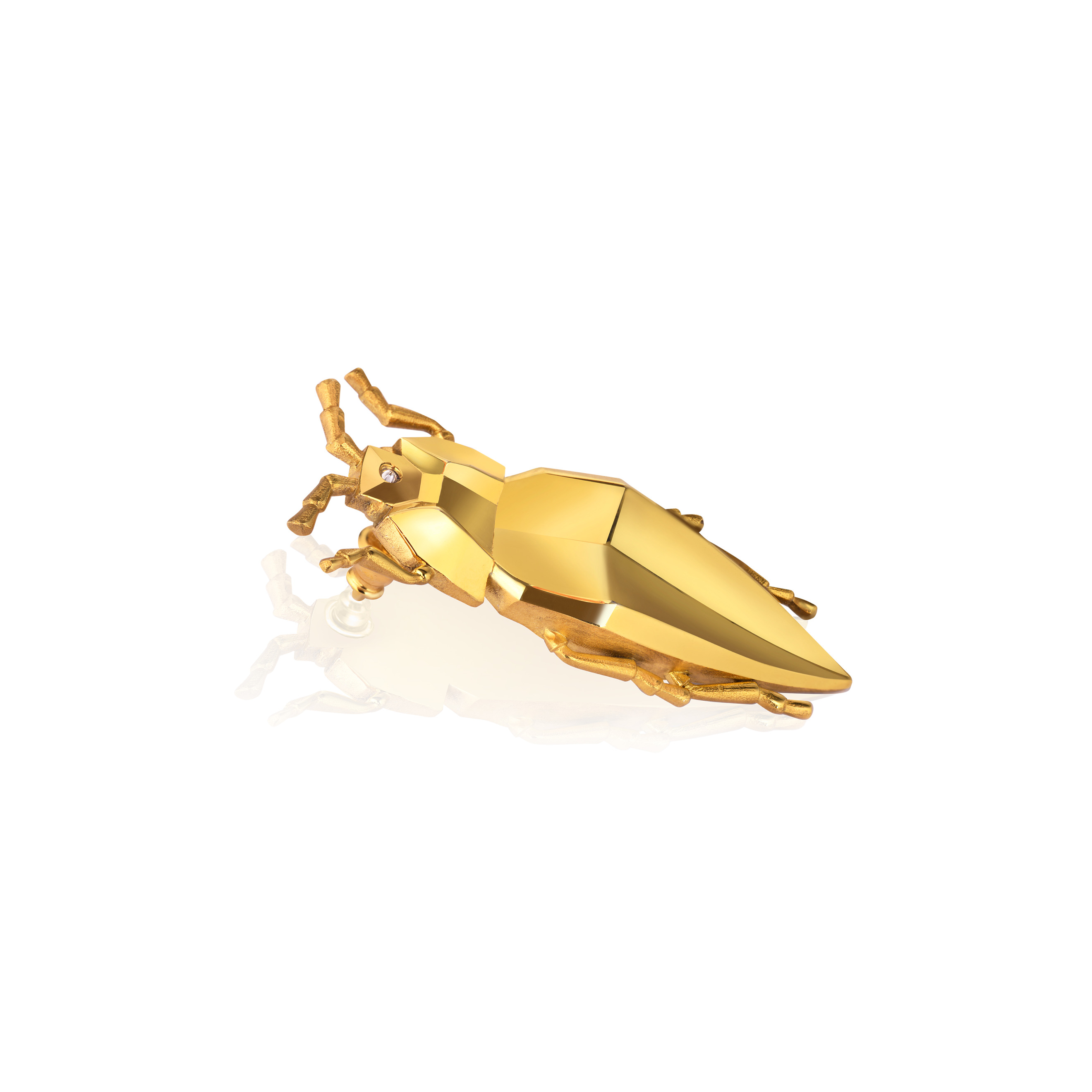 Моносерьга СLEOPTR gold, серебро 925, позолота 24K, бел. бриллиант 0.008ct