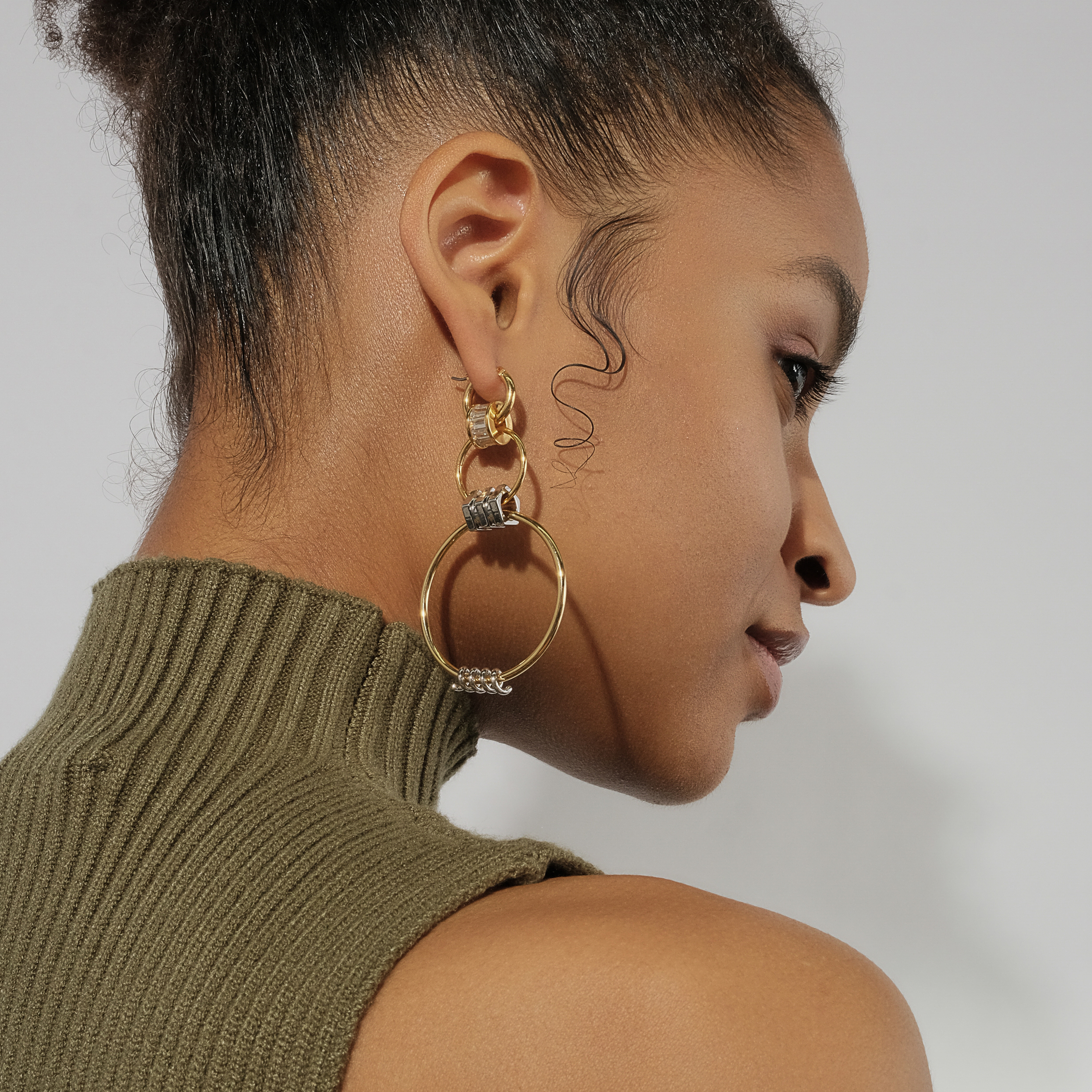 Triple Ring Earrings with Crystals