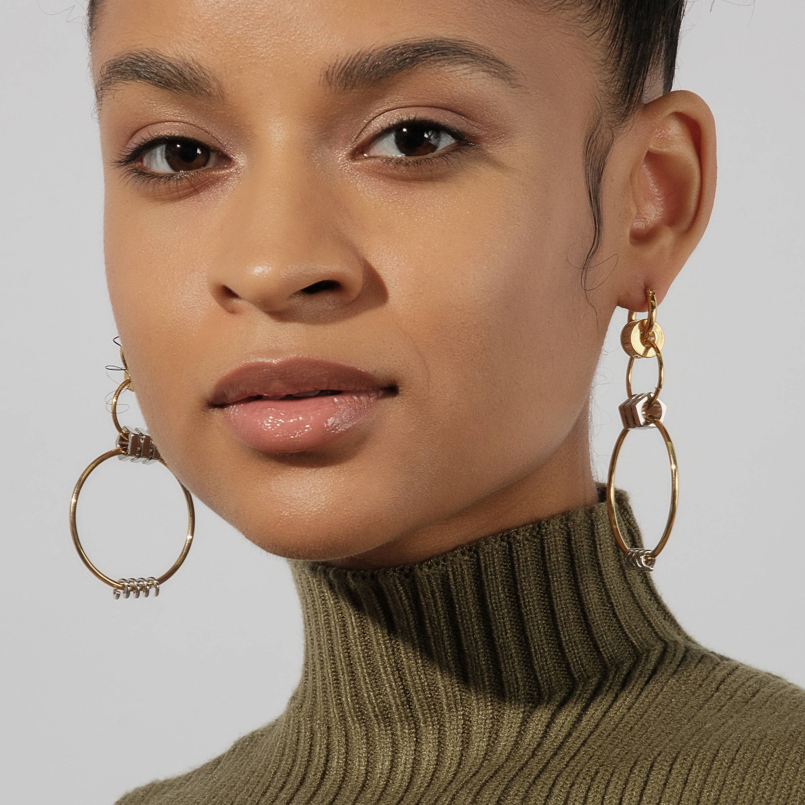 Triple Ring Earrings with Crystals