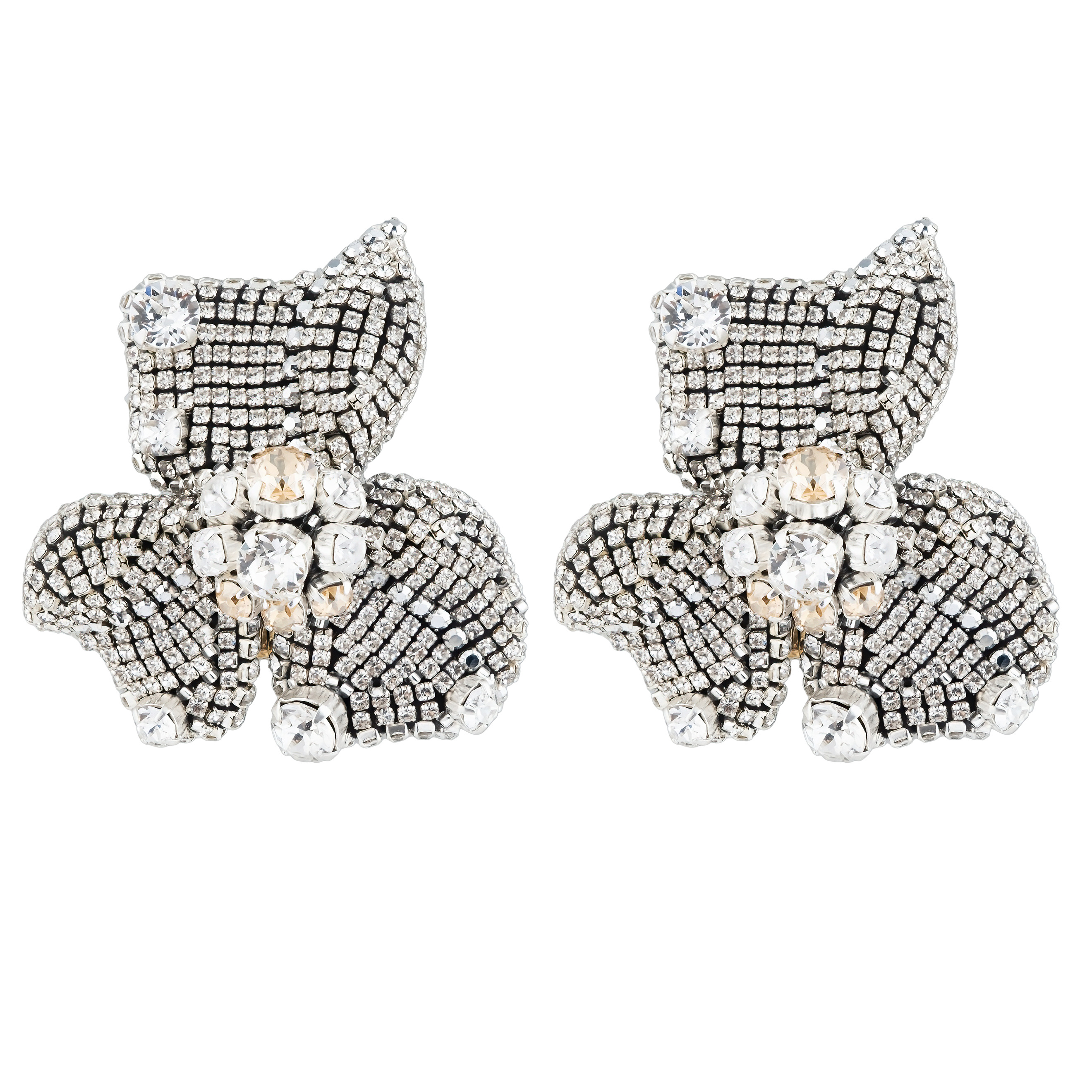 flower clips with rhinestones