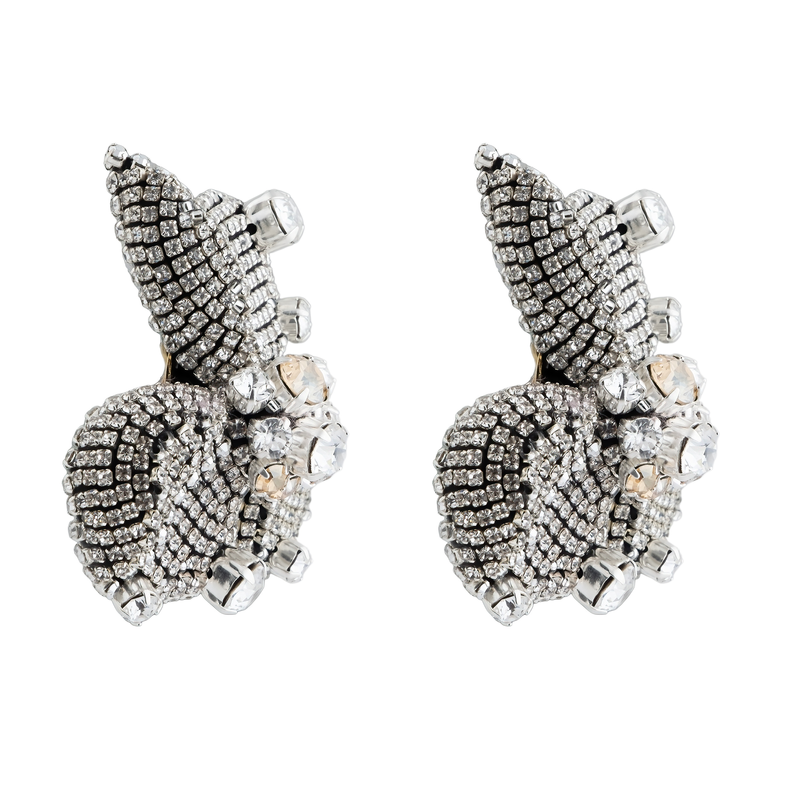 flower clips with rhinestones