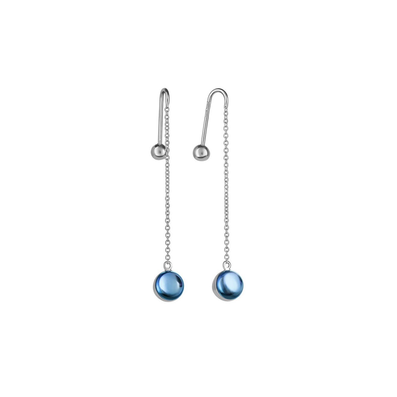 Серебряные серьги-шарики с голубым ситаллом, из коллекции Lollipops