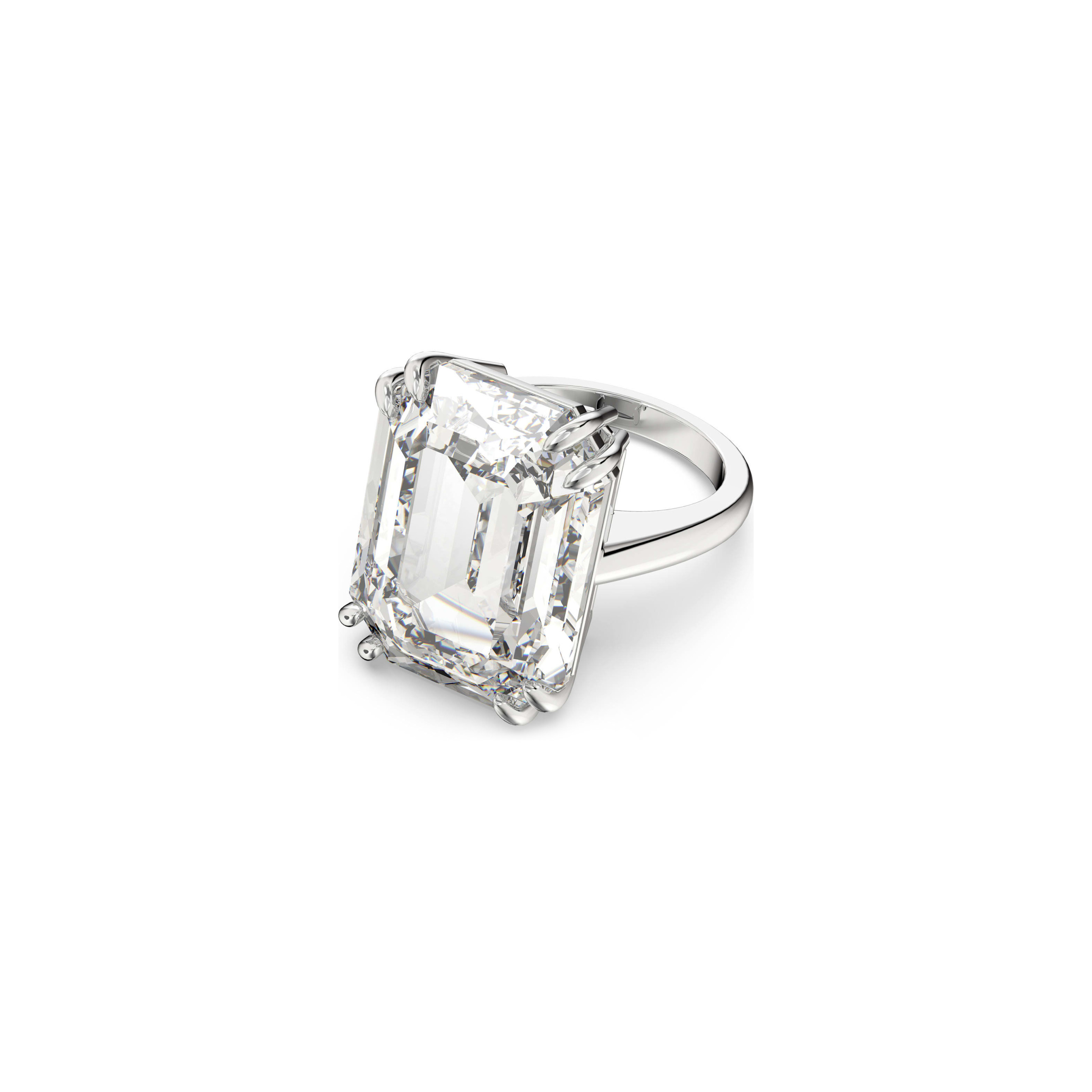Серебристое кольцо с большим кристаллом Swarovski