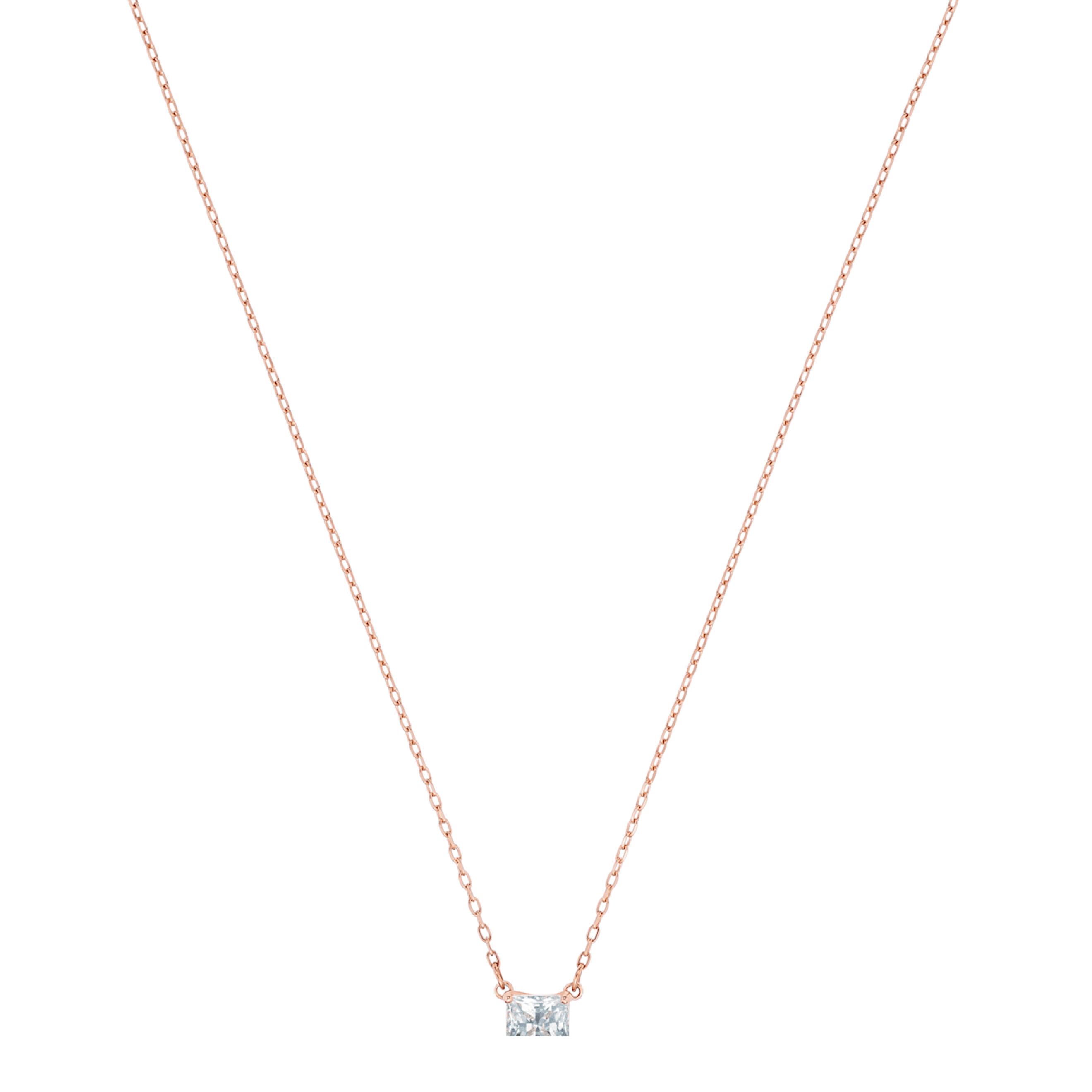 Позолоченное колье с белым квадратным кристаллом Swarovski
