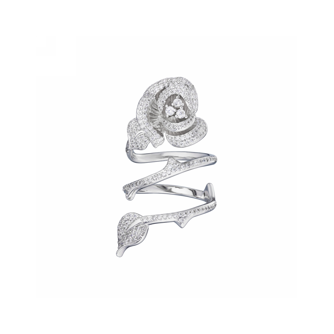 Caviar Jewellery Серебристое кольцо-роза SECRET GARDEN цена и фото
