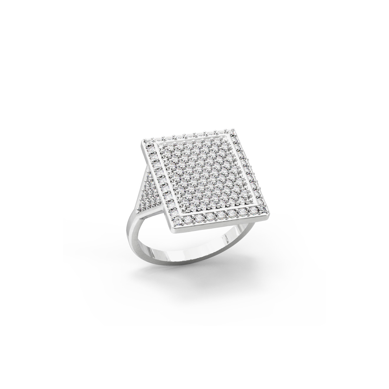Jewlia Печатка-прямоугольник из серебра с бесцветными цирконитами jewlia печатка круг из серебра с кристаллами