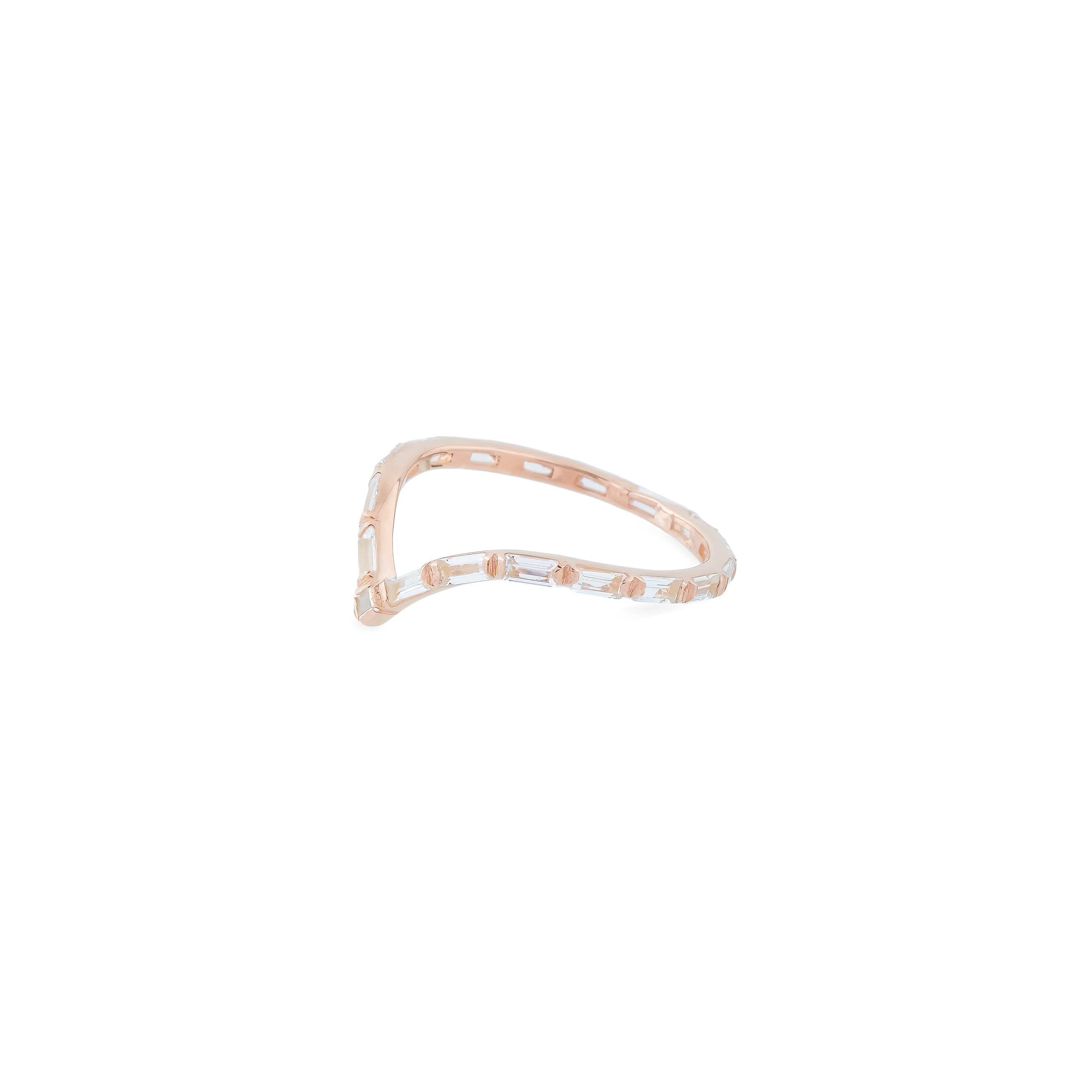 Кольцо-тиара ROSE из серебра, покрытое розовым золотом, с дорожкой горного хрустался