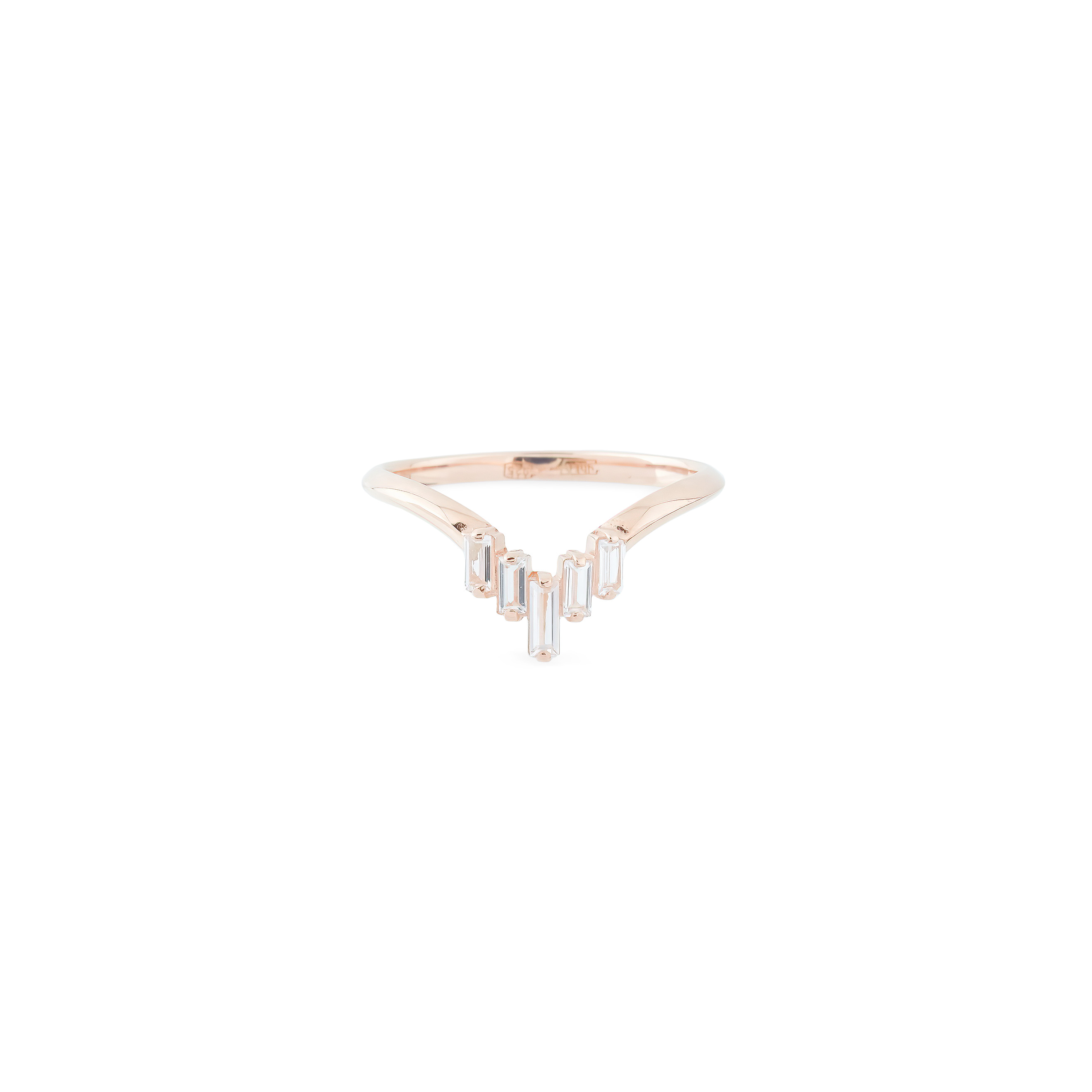 Кольцо-тиара ROSE из серебра, покрытое розовым золотом, с горным хрусталем