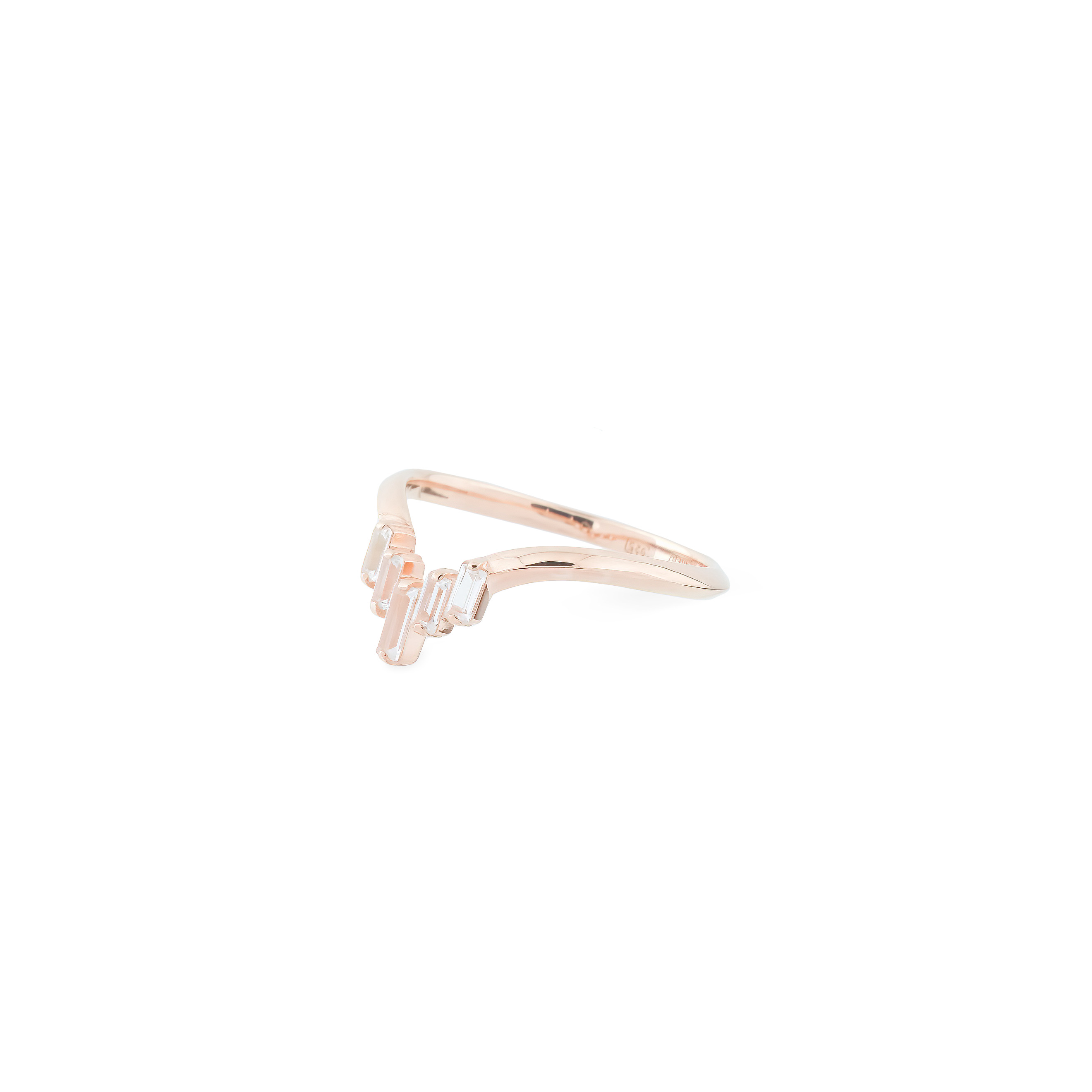 Кольцо-тиара ROSE из серебра, покрытое розовым золотом, с горным хрусталем