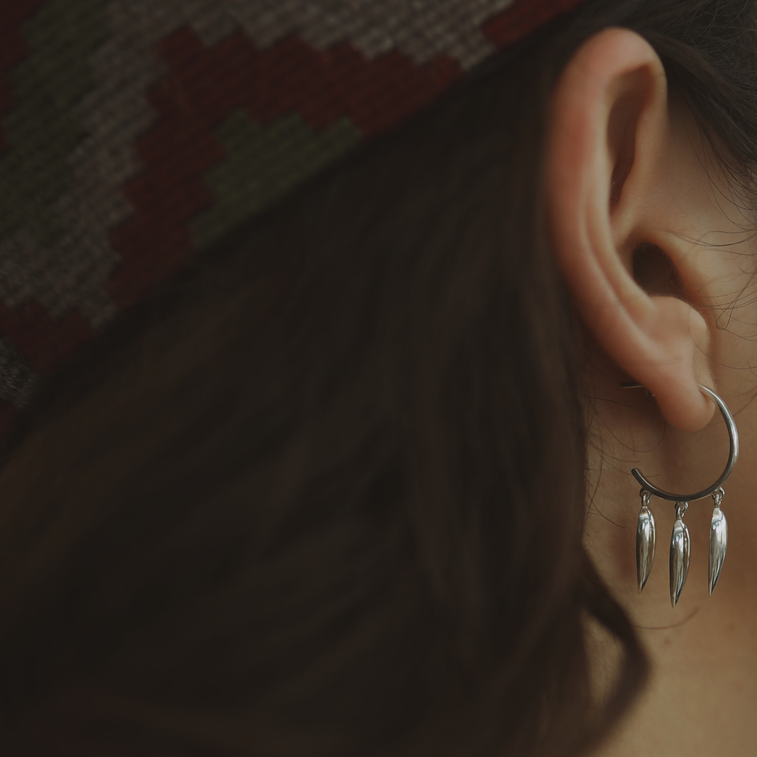 Серьги-кольца из серебра ZANÍ earrings с подвесками