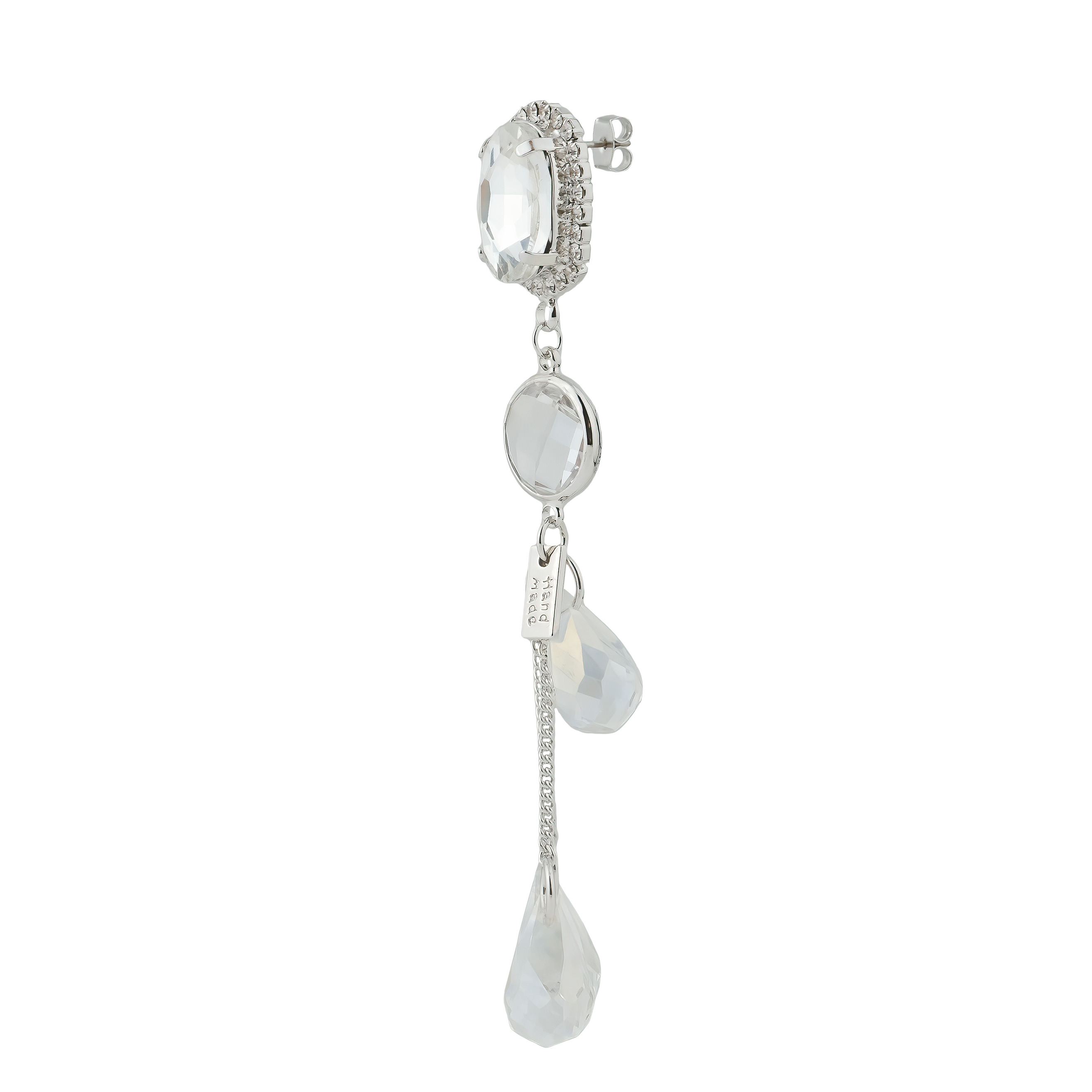 asymmetric earrings with glass inserts