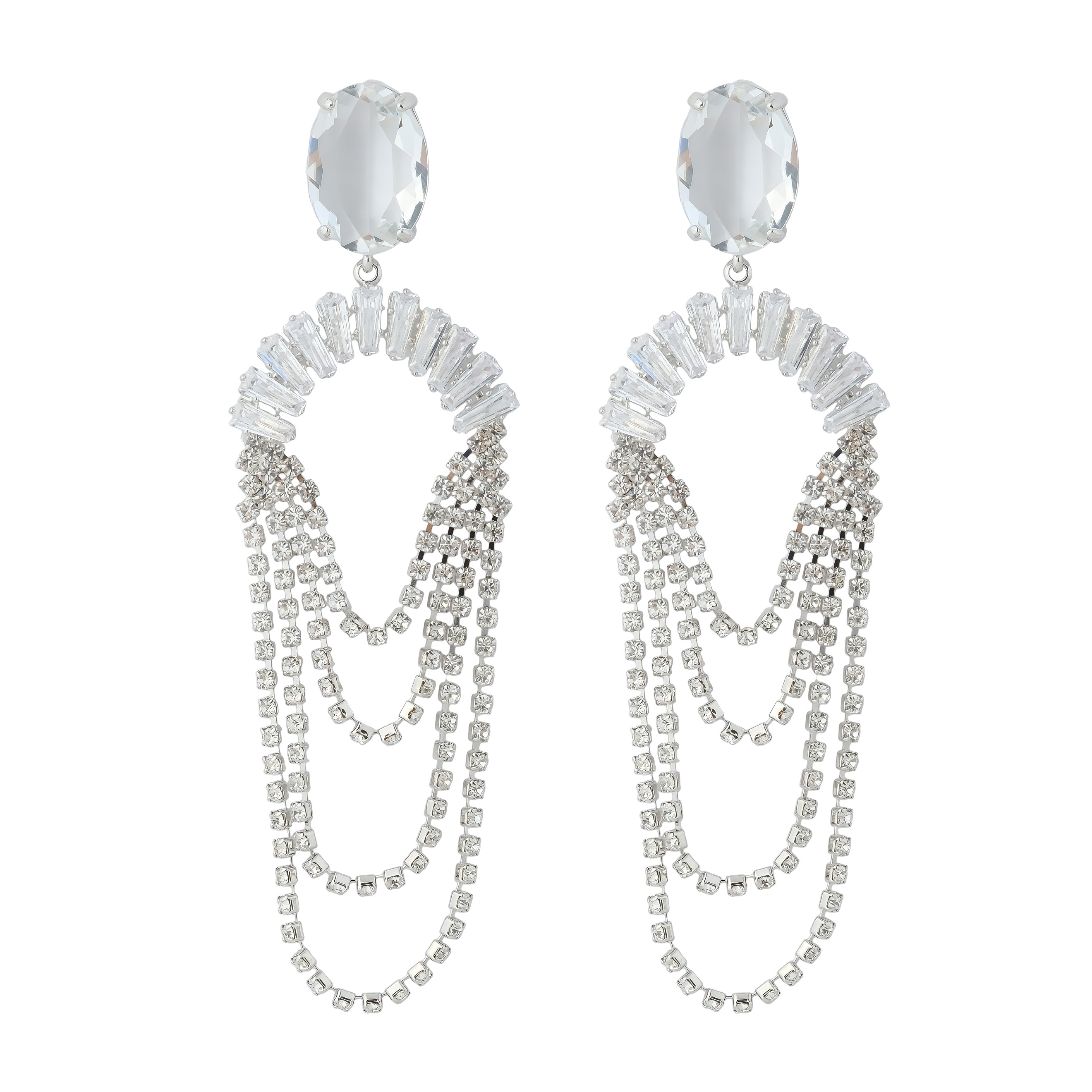 long earrings with glass inserts