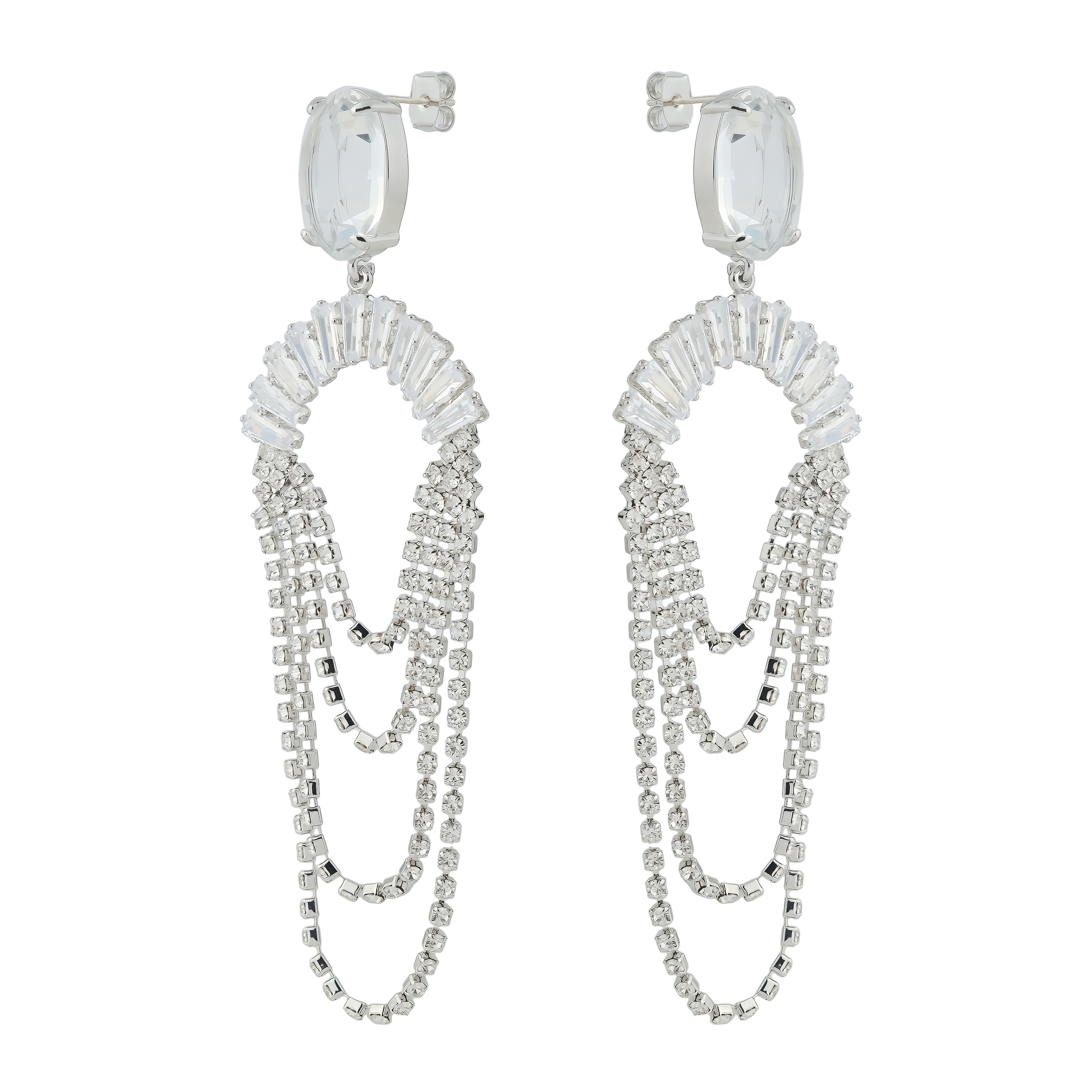 long earrings with glass inserts