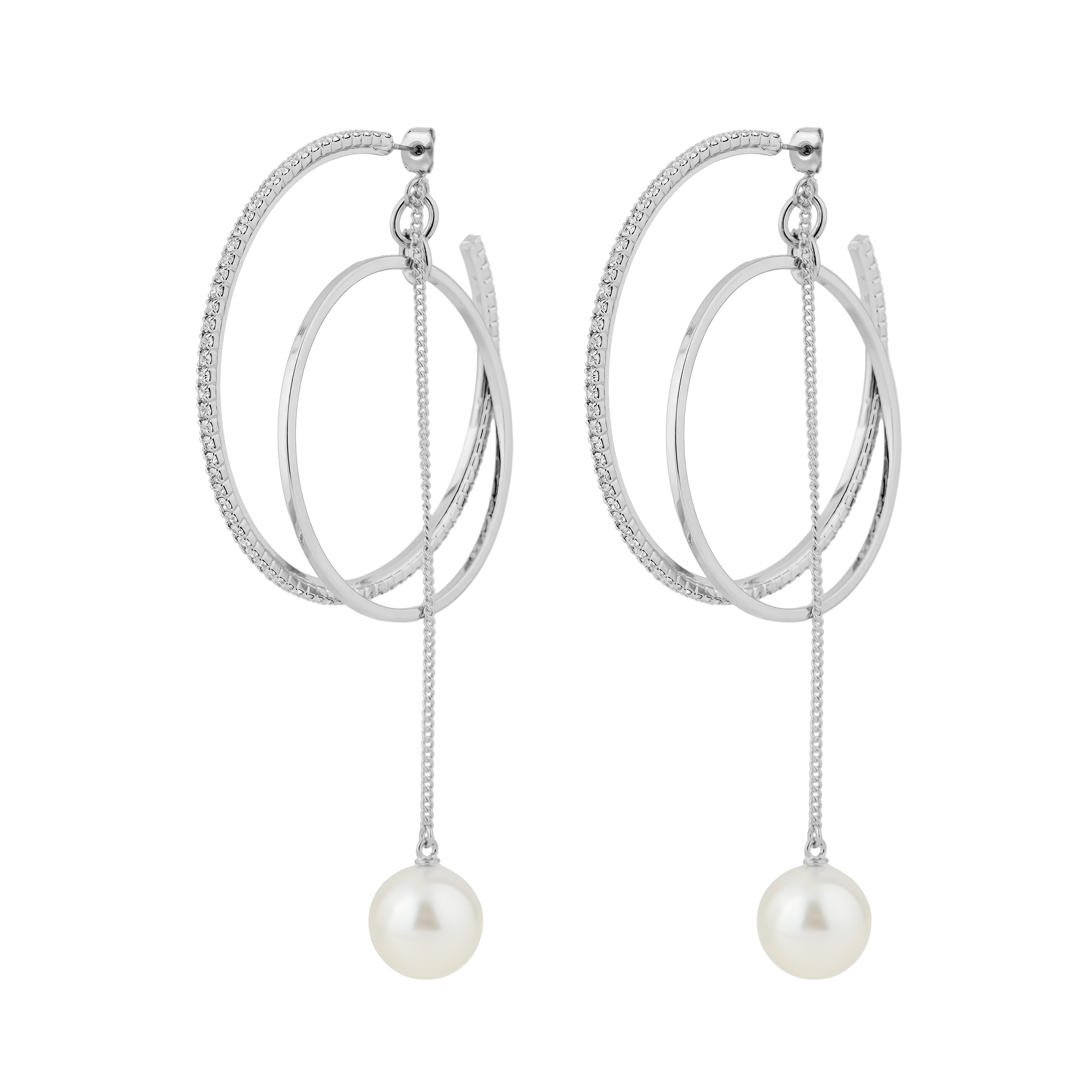ring earrings with pearl beads