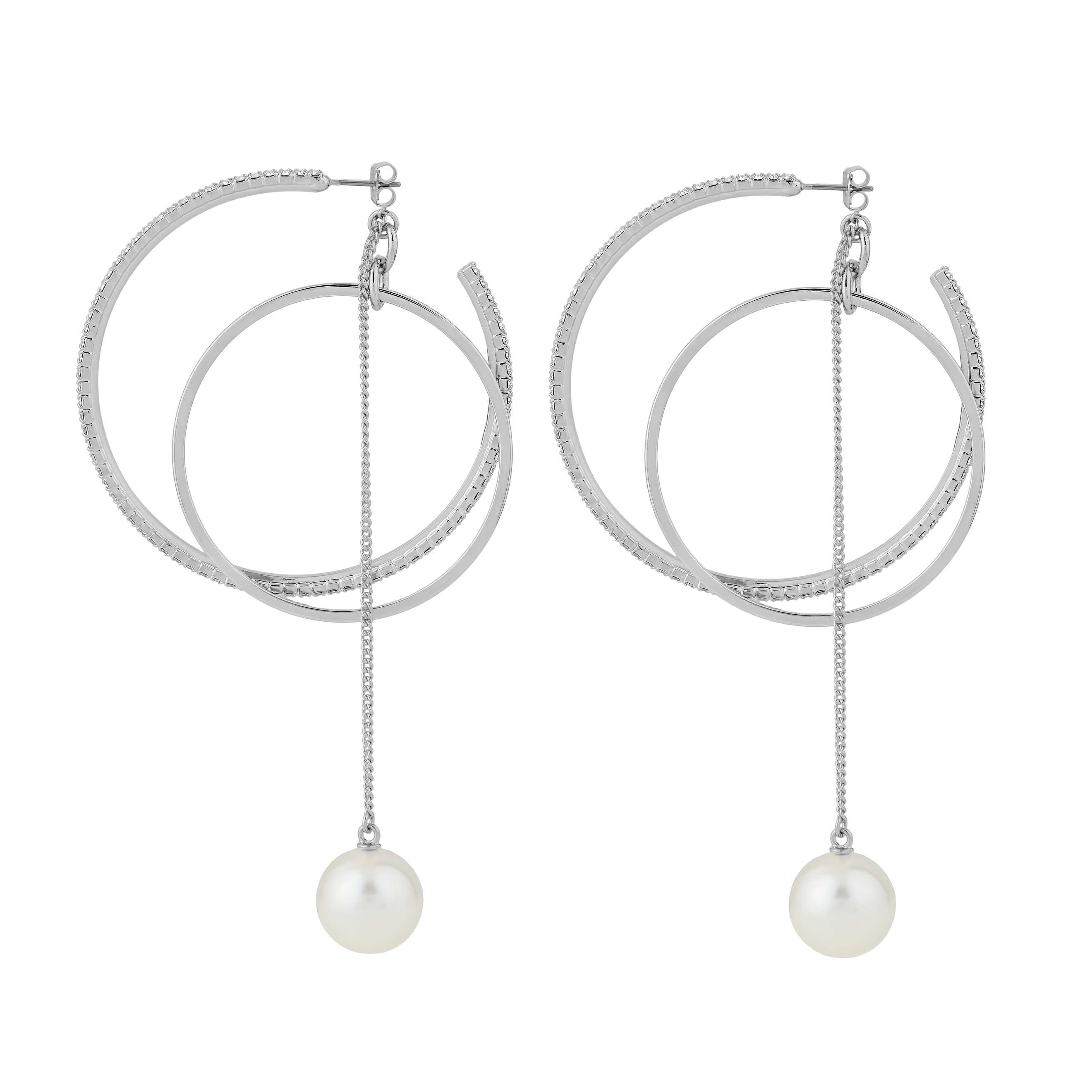 ring earrings with pearl beads