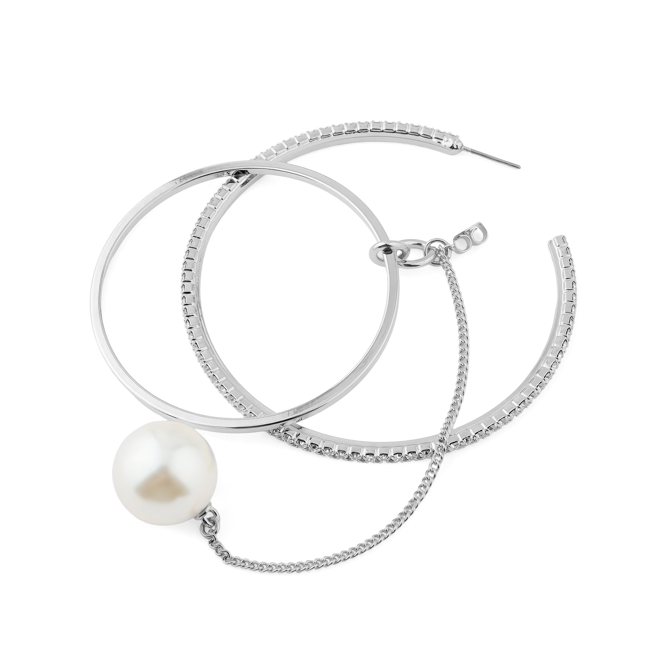 ring earrings with pearl beads