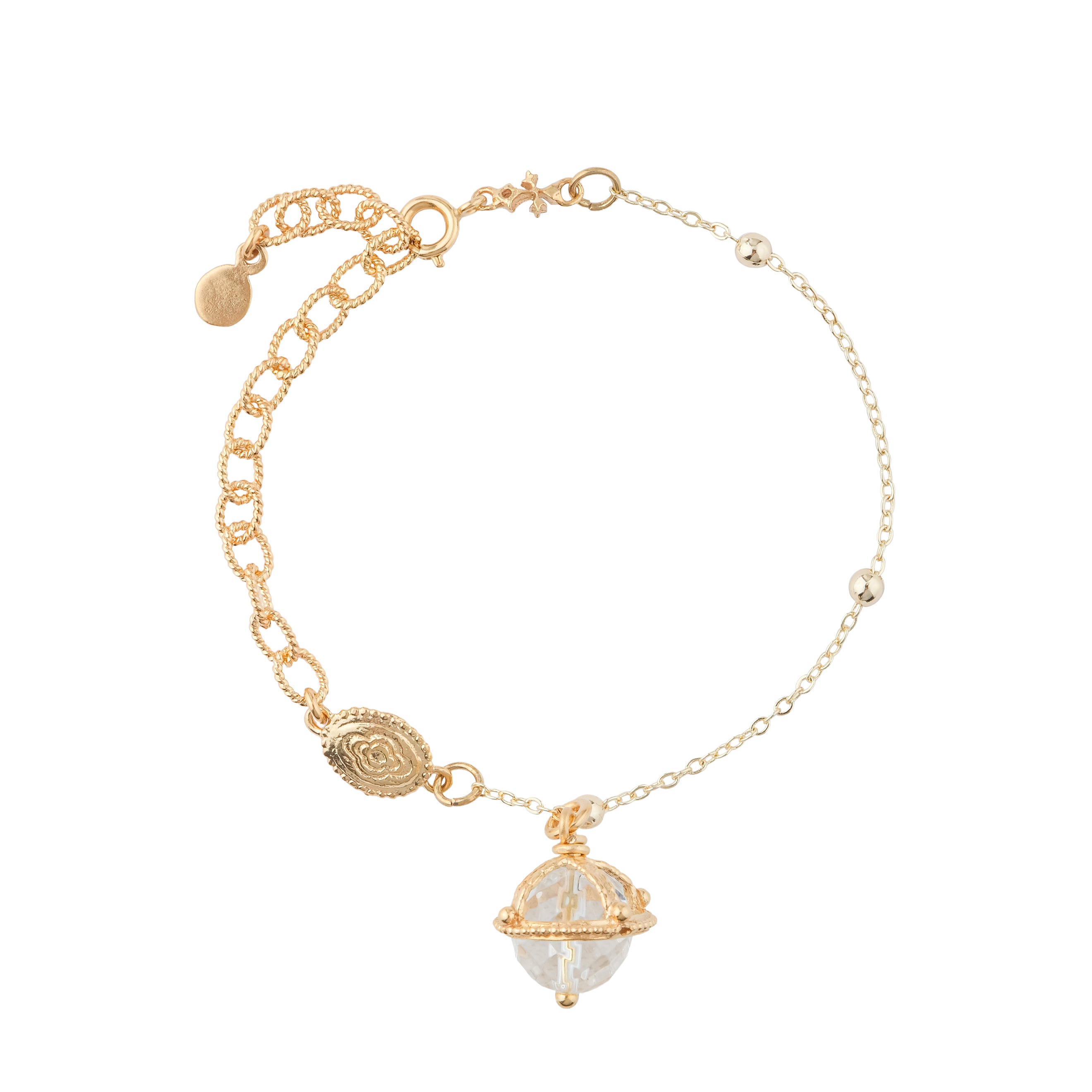 Gilt bracelet with round crystal