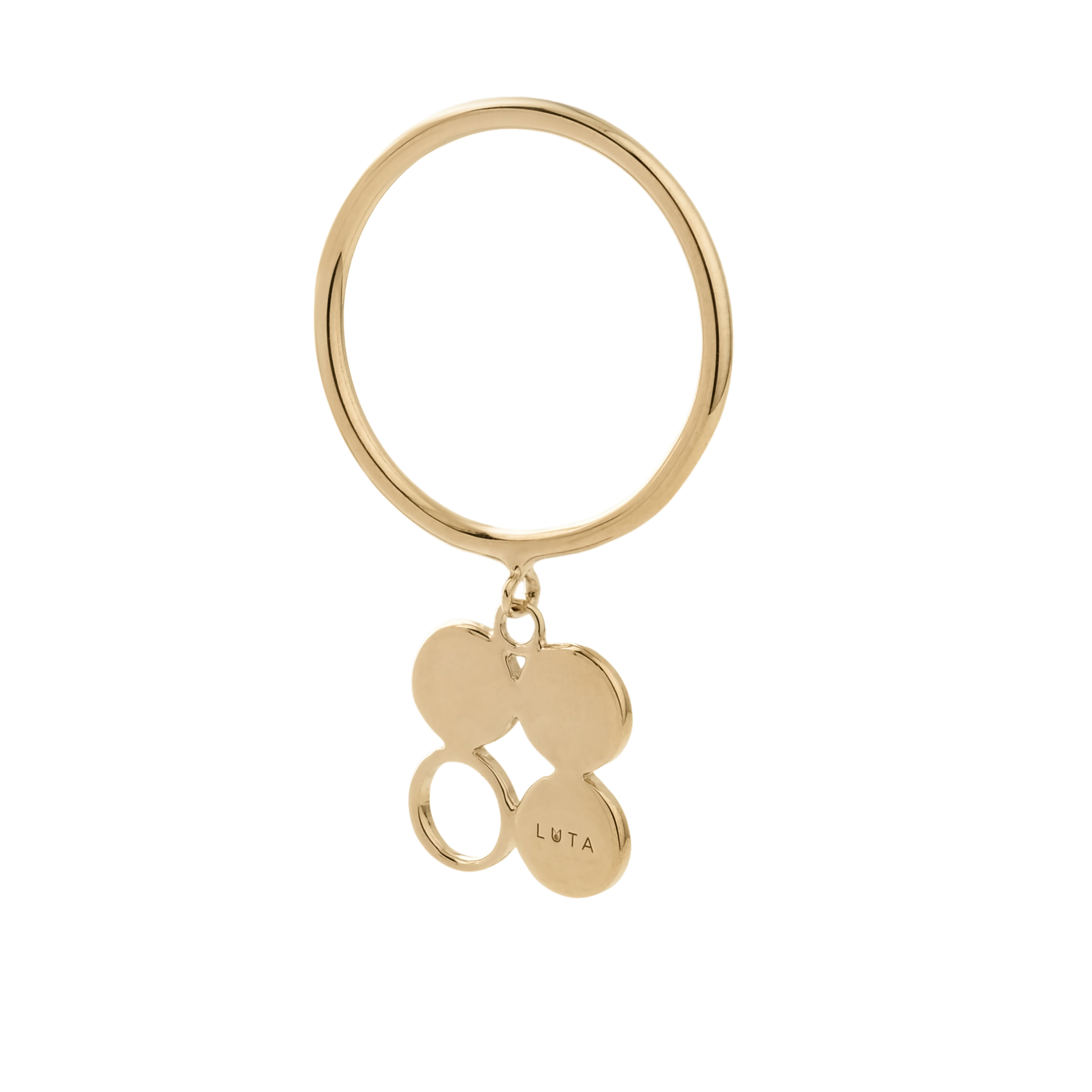 gold-plated silver ring with a clover pendant