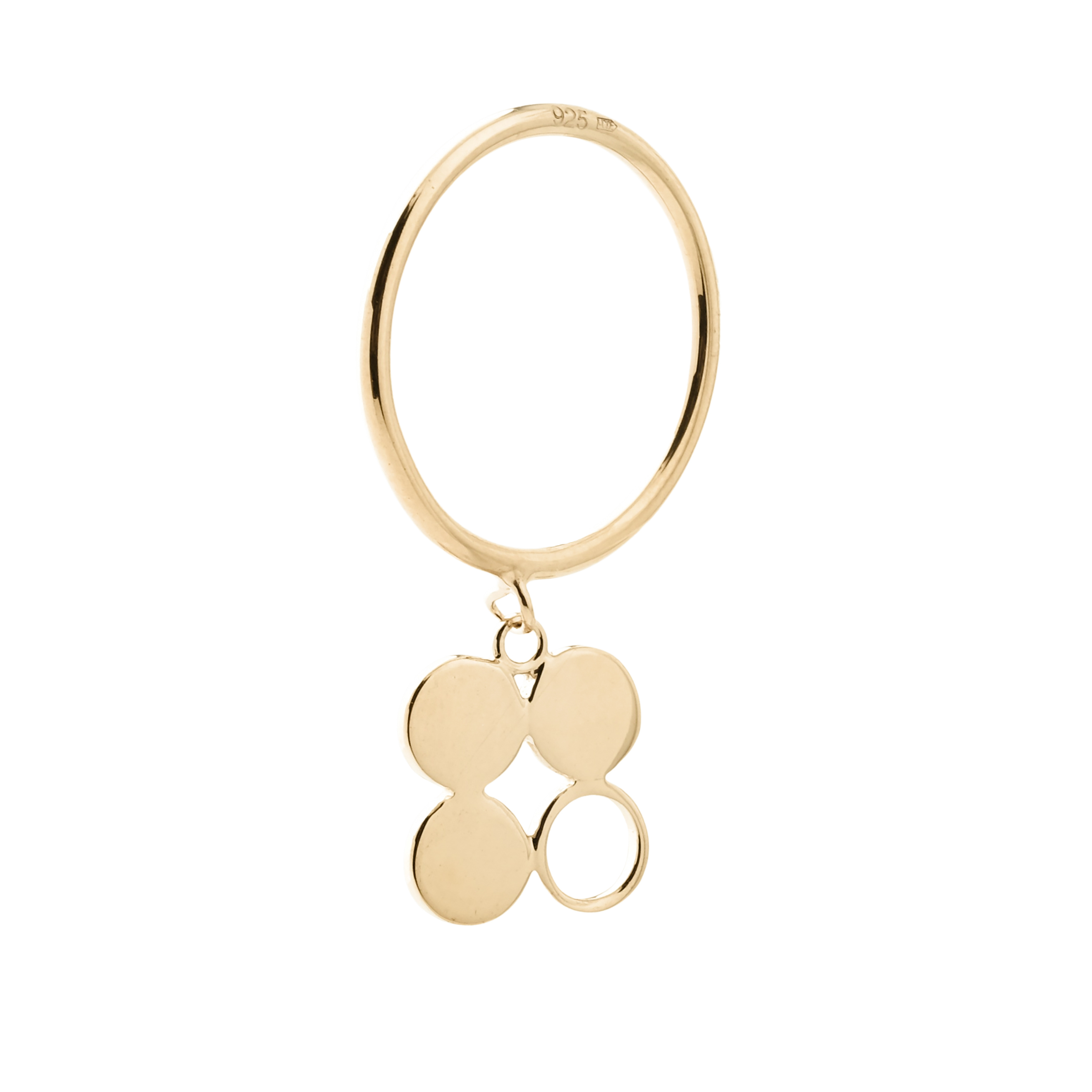 gold-plated silver ring with a clover pendant