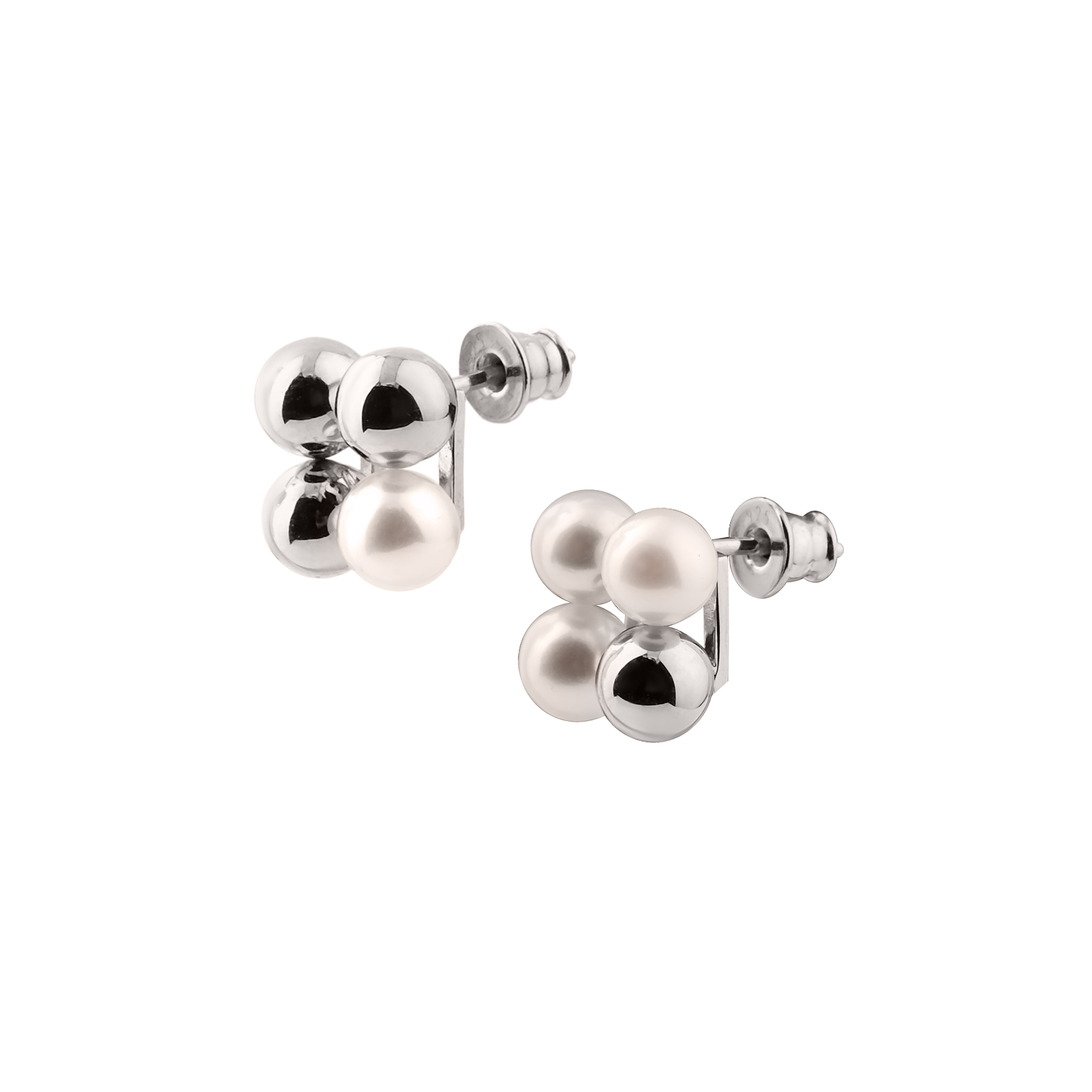 Poussettes-clover made of silver with pearls