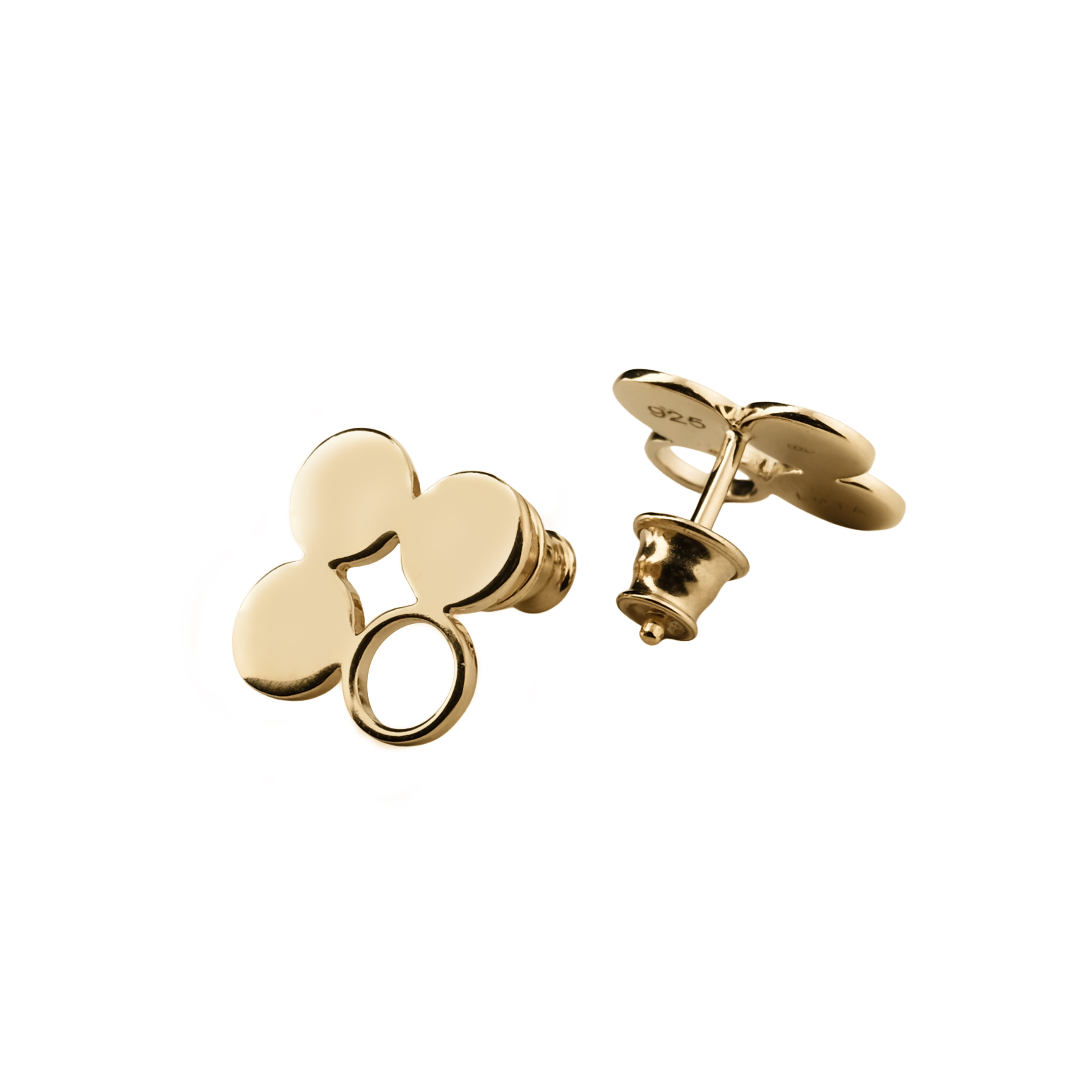 gold-plated silver clover studs