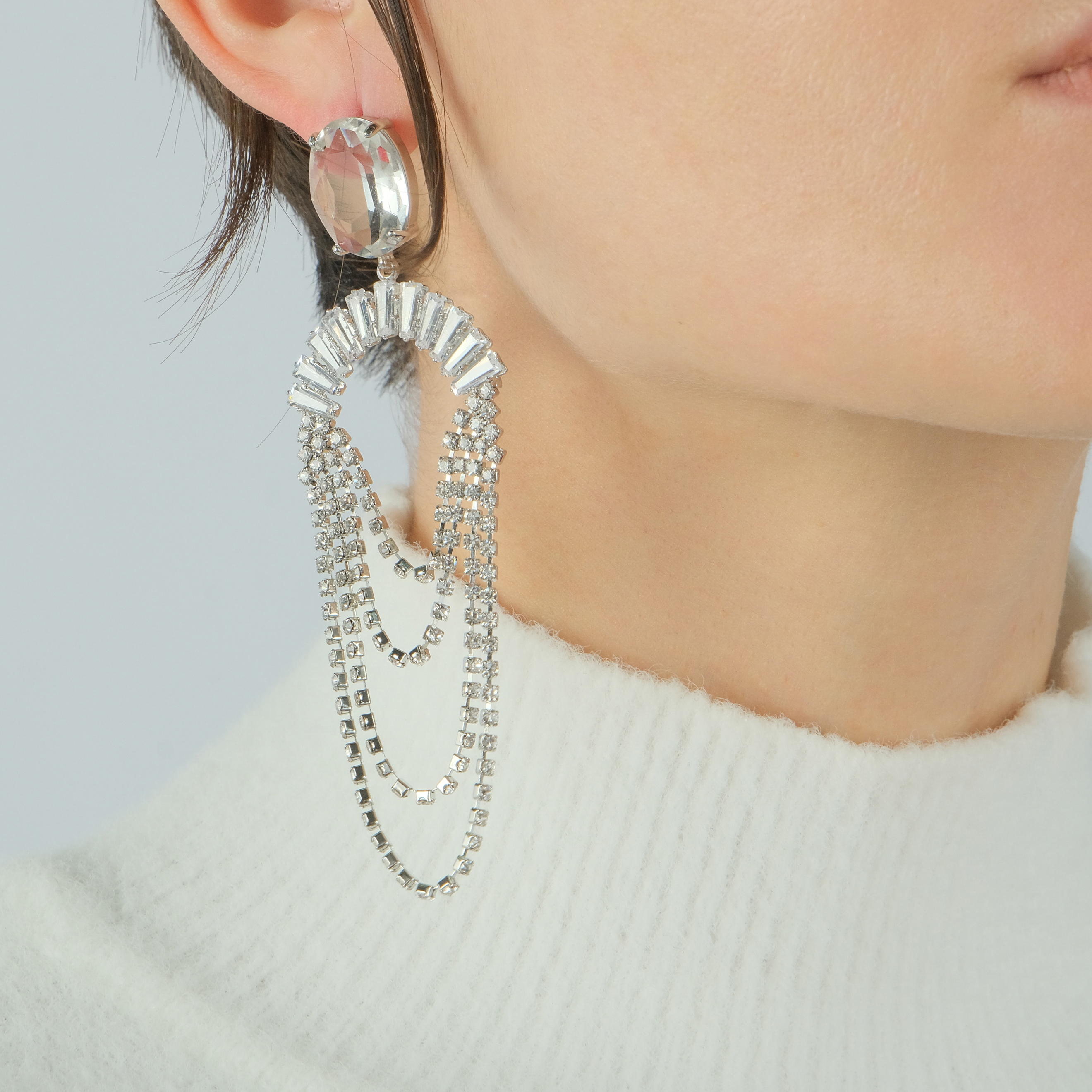 long earrings with glass inserts