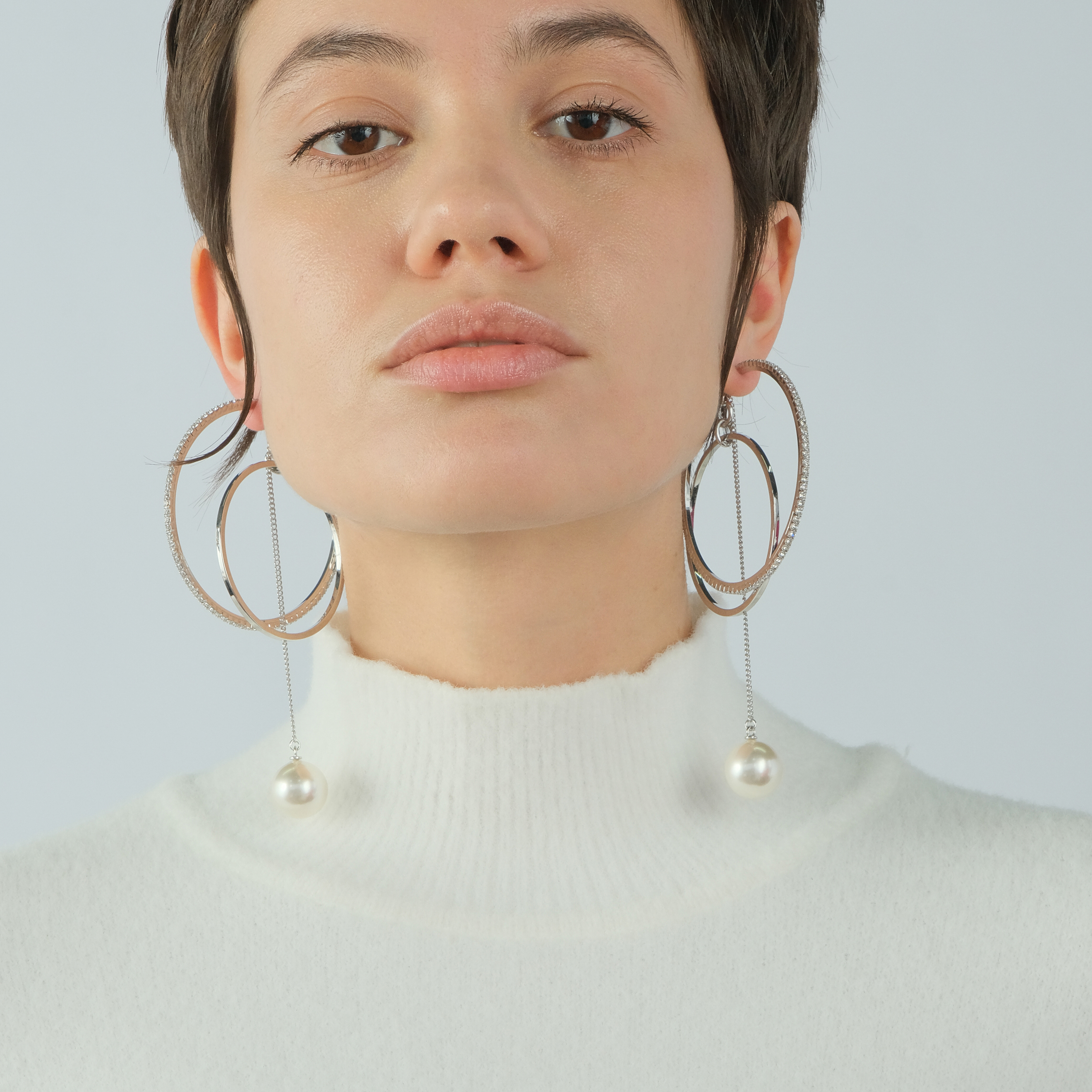 ring earrings with pearl beads