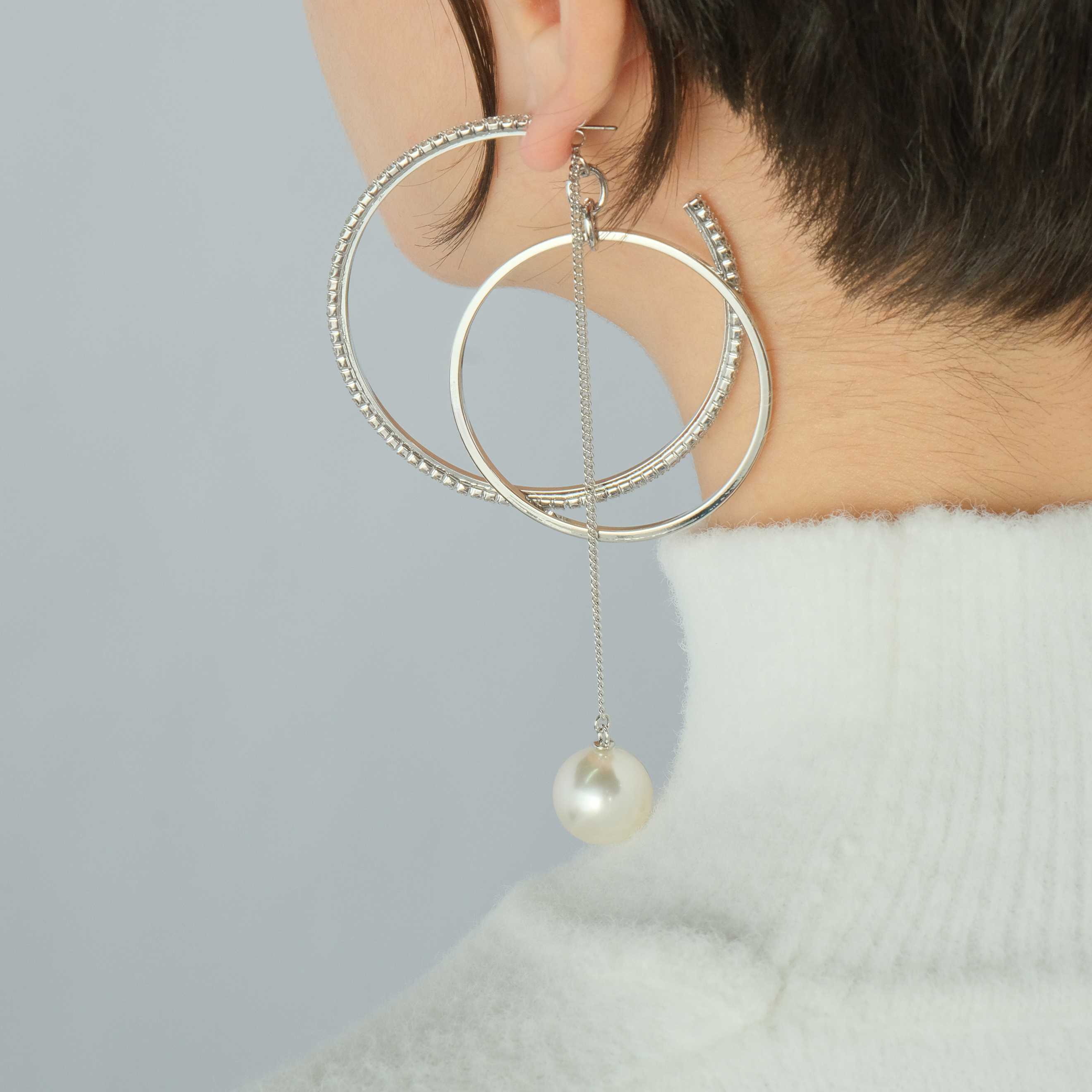 ring earrings with pearl beads