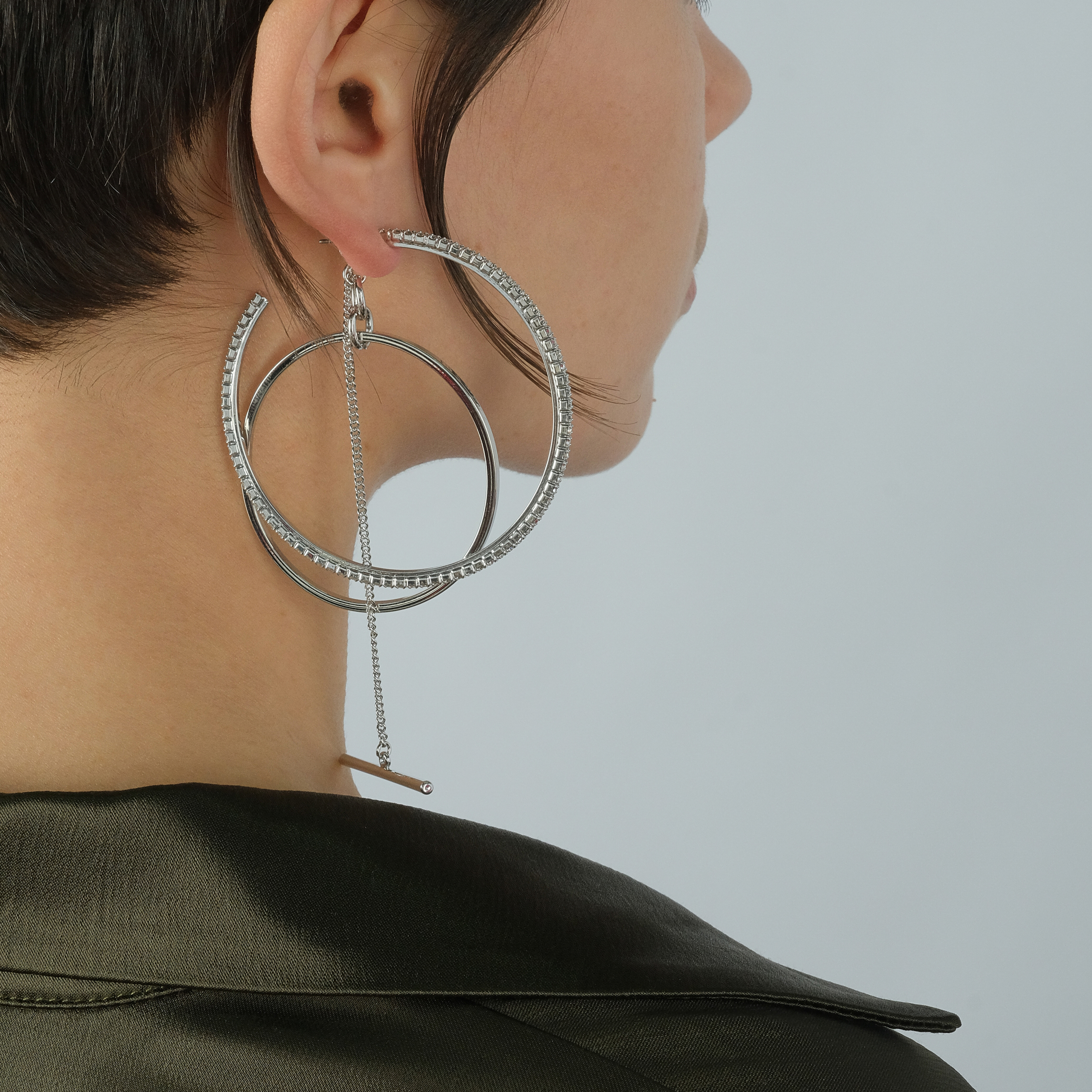ring earrings with a chain