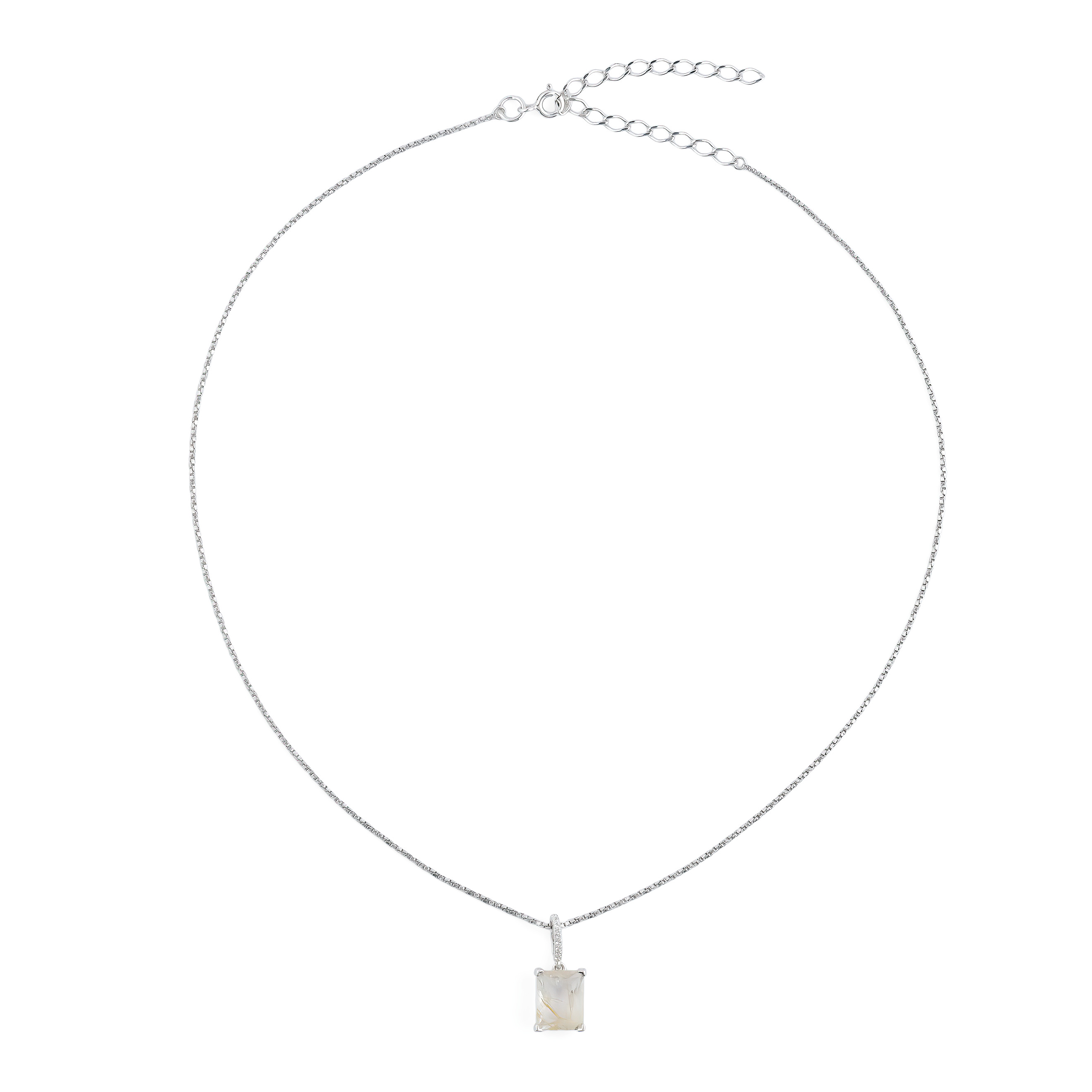 Chain with rutile quartz cut baguette