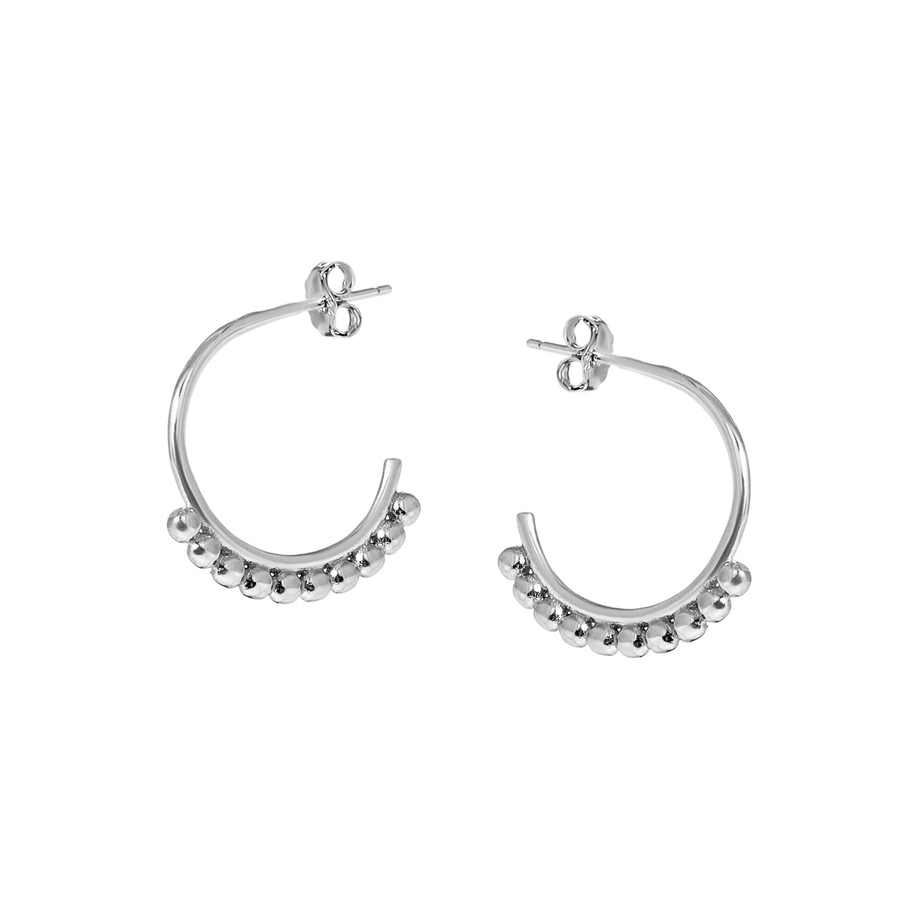 Серьги-кольца из серебра с шариками