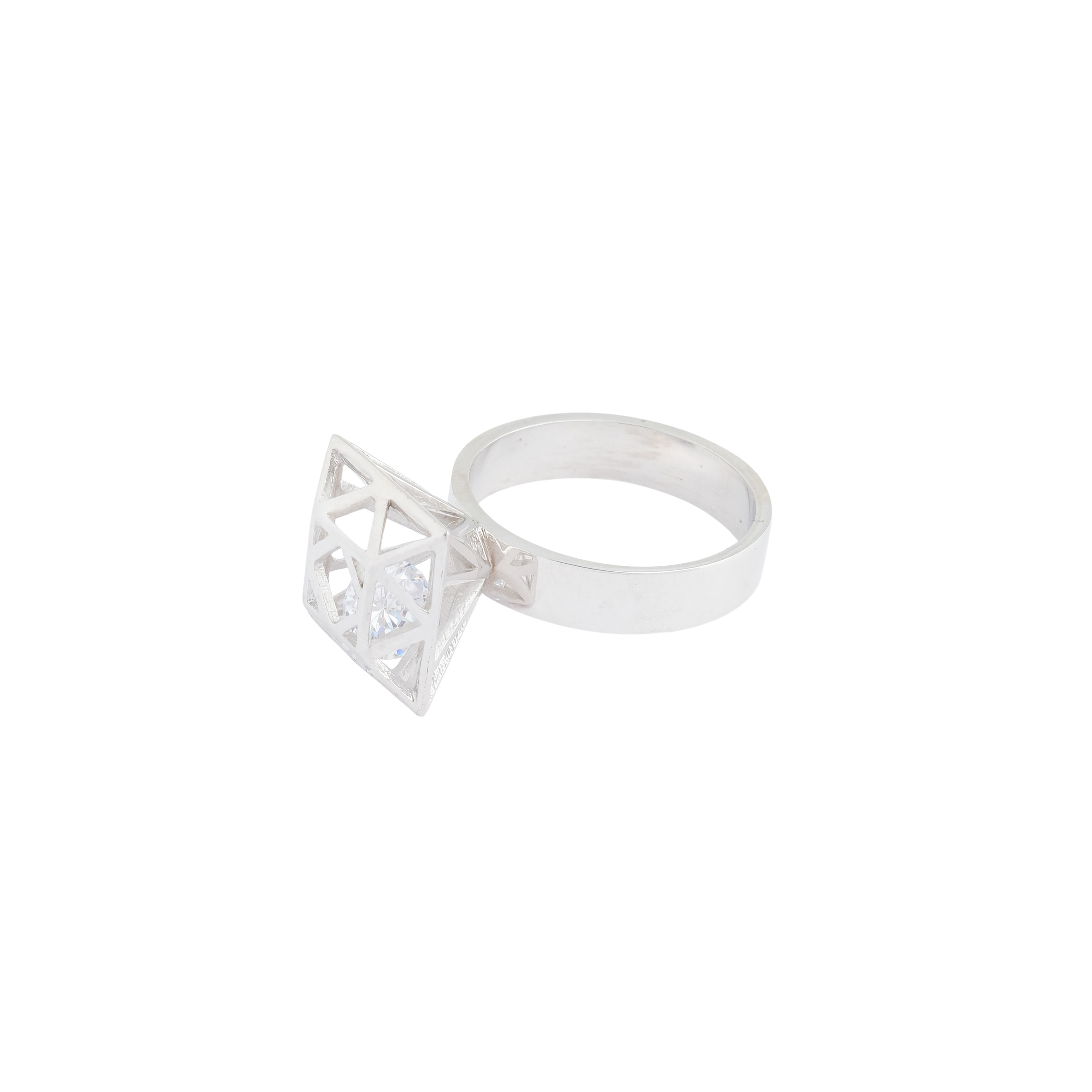 Кольцо из серебра с фианитом Diamond Shape ring