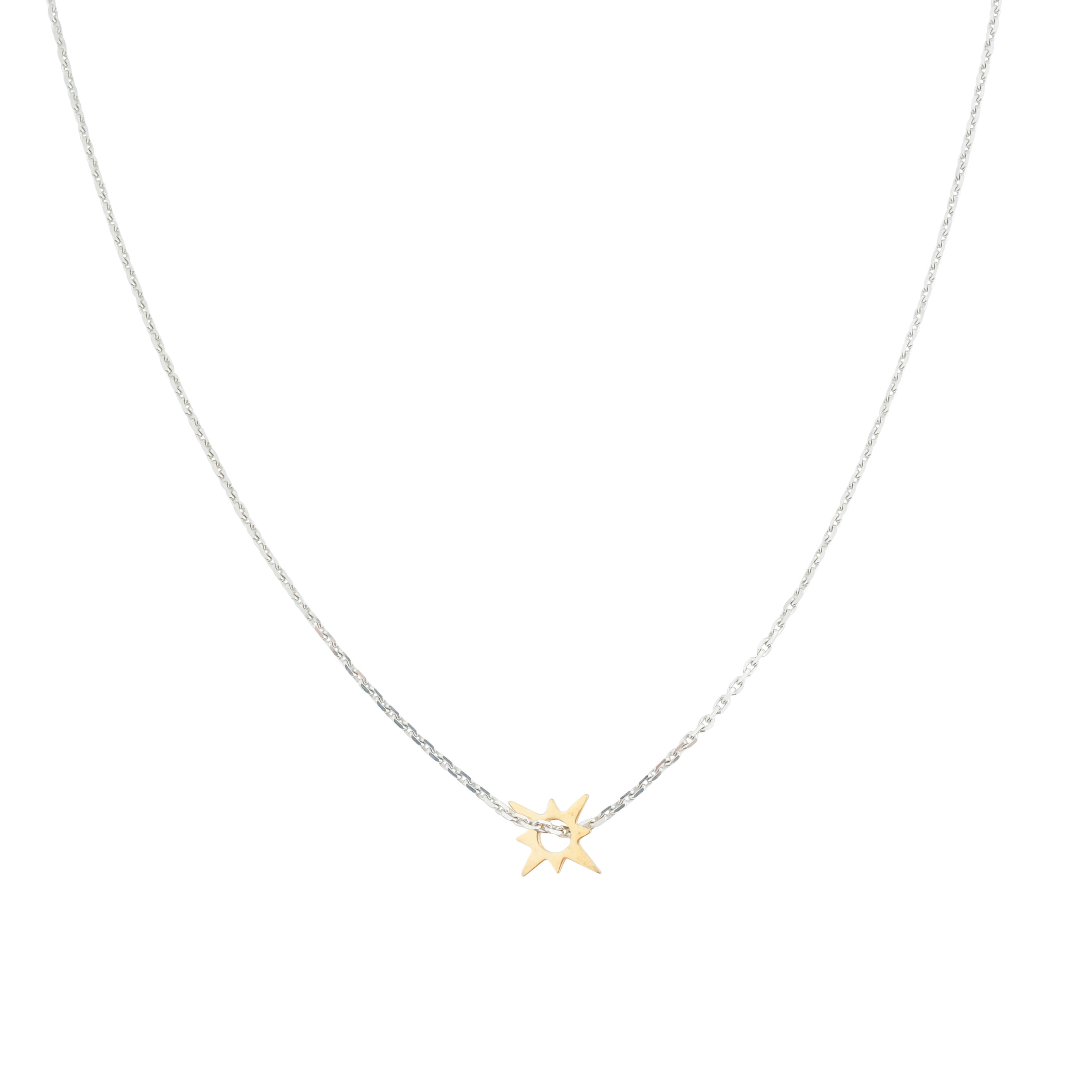 Тонкая цепочка из серебра с позолоченной подвеской Shooting Star