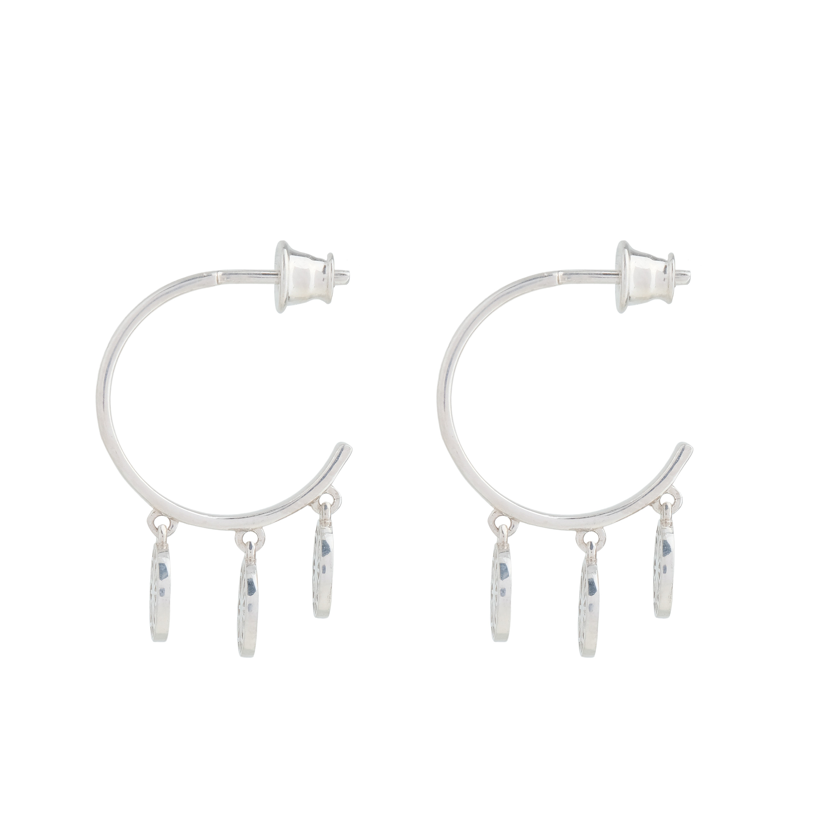 Серьги-кольца из серебра SATÓ earrings с подвесками-цветами