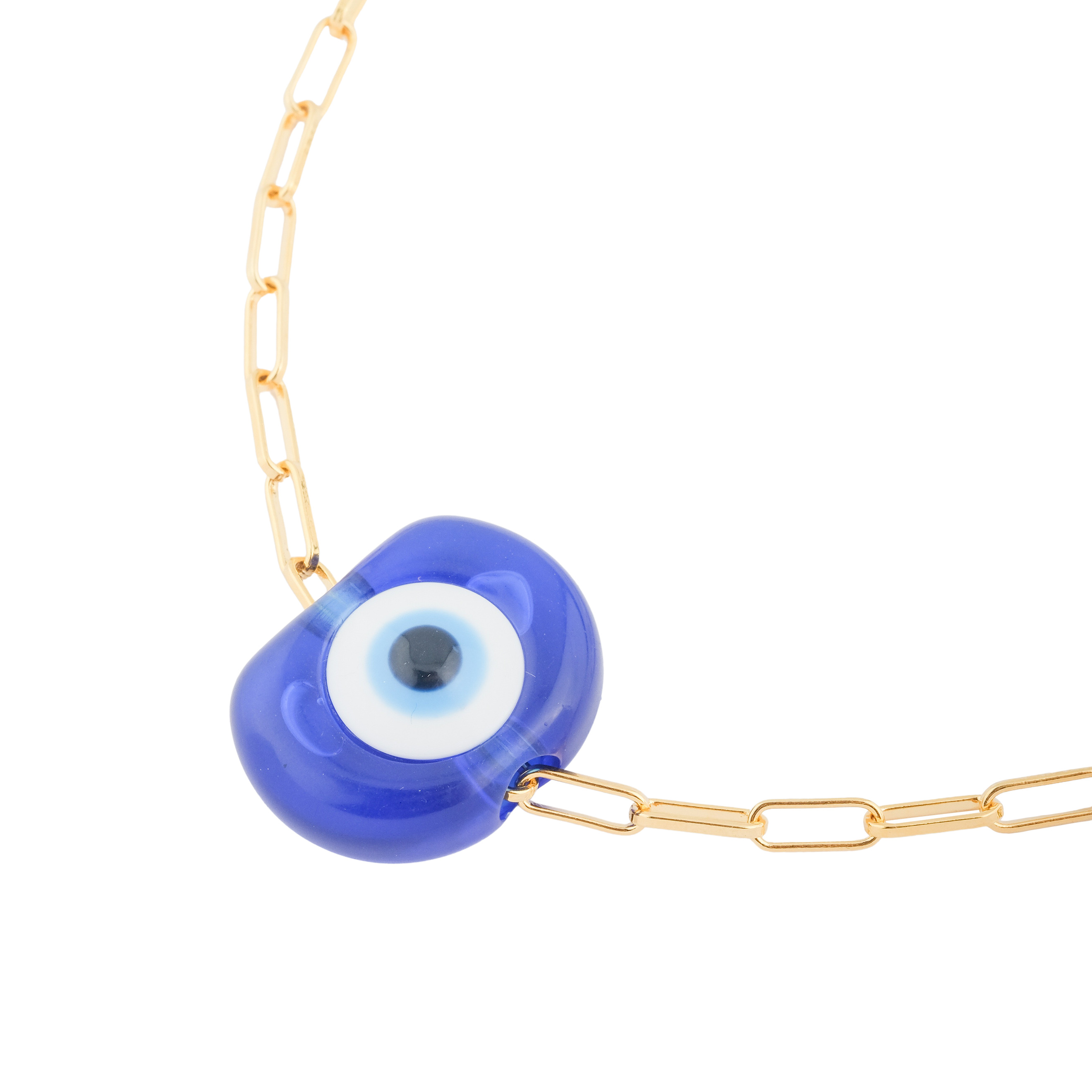 Пзолоченный браслет-цепь BLUE EYE VENICE с подвеской из стекла