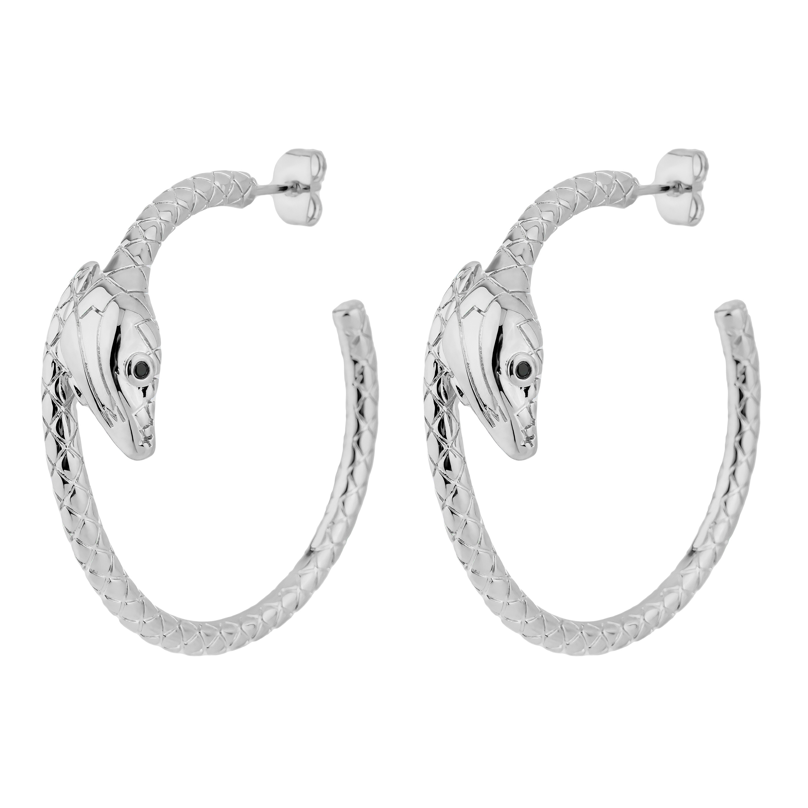Серебристые серьги-кольца Serpiente