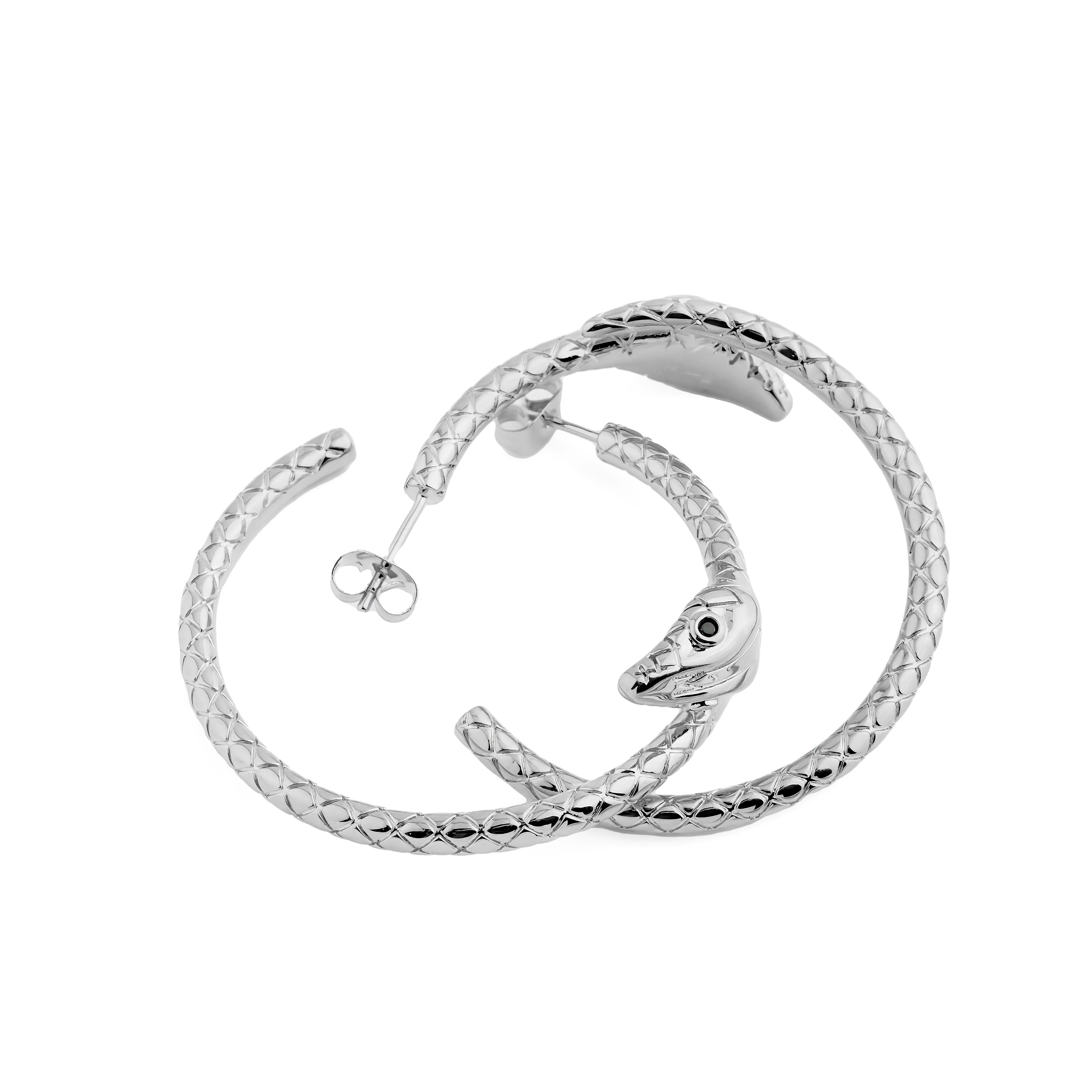 Серебристые серьги-кольца Serpiente
