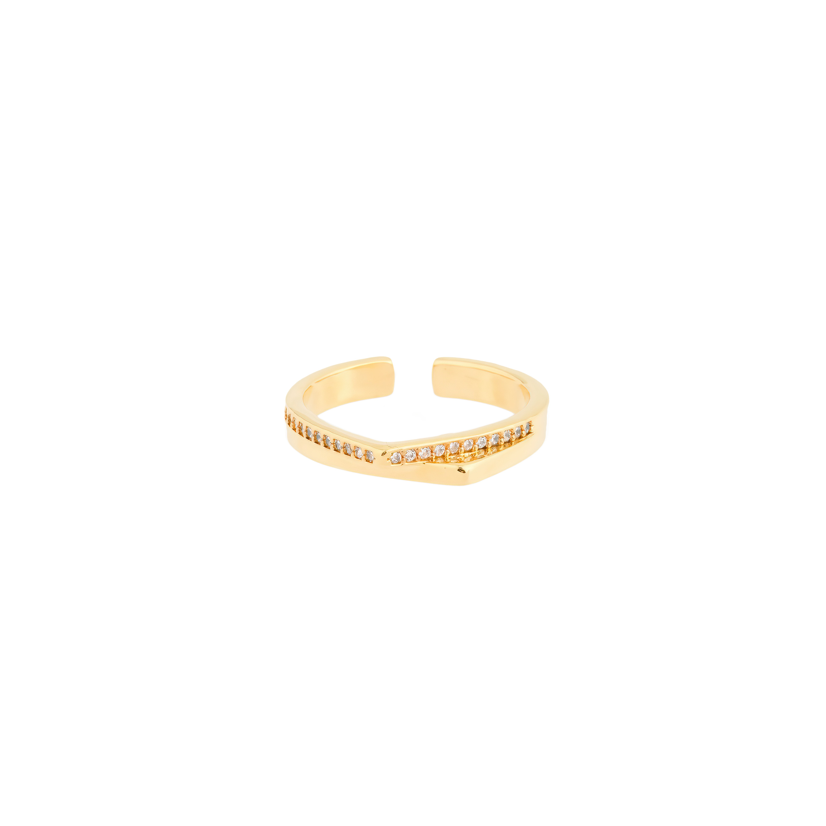 ring with crystals and two corners