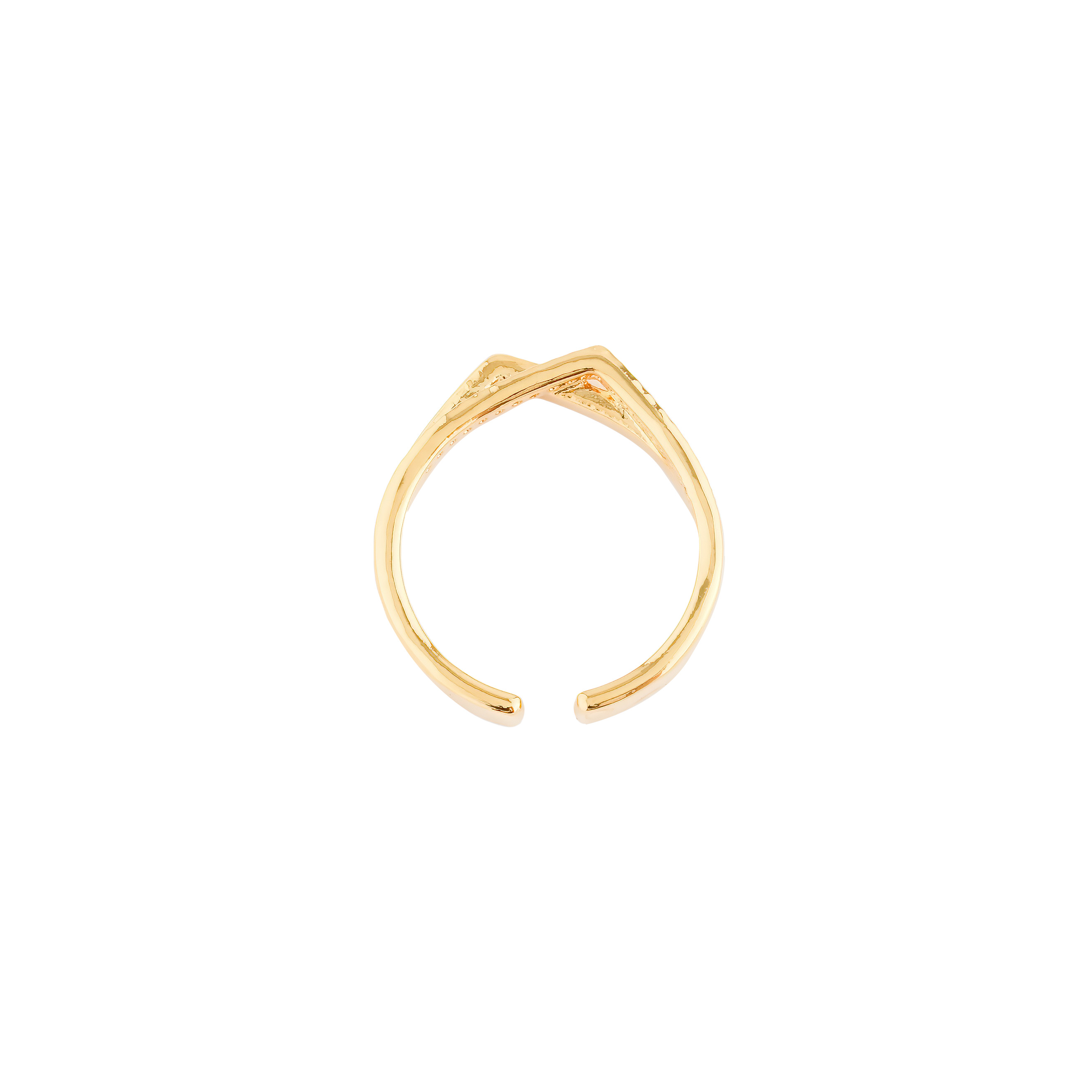 ring with crystals and two corners