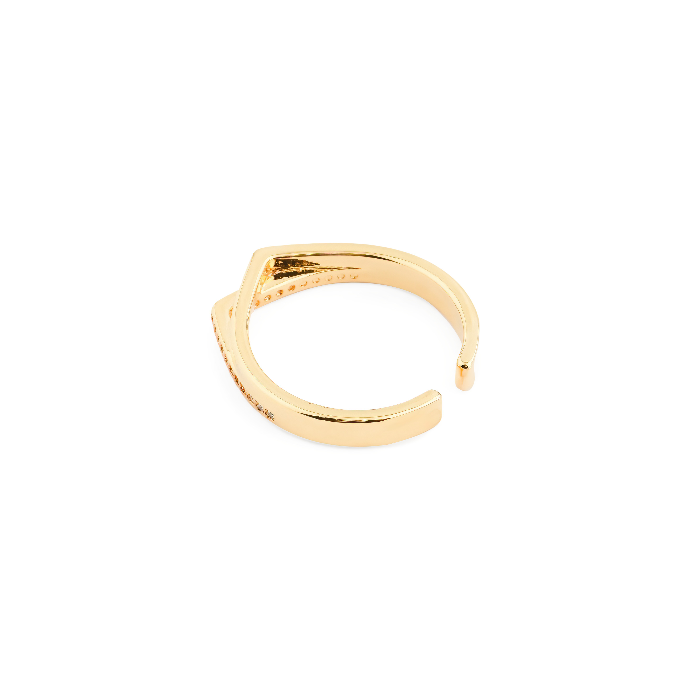 ring with crystals and two corners
