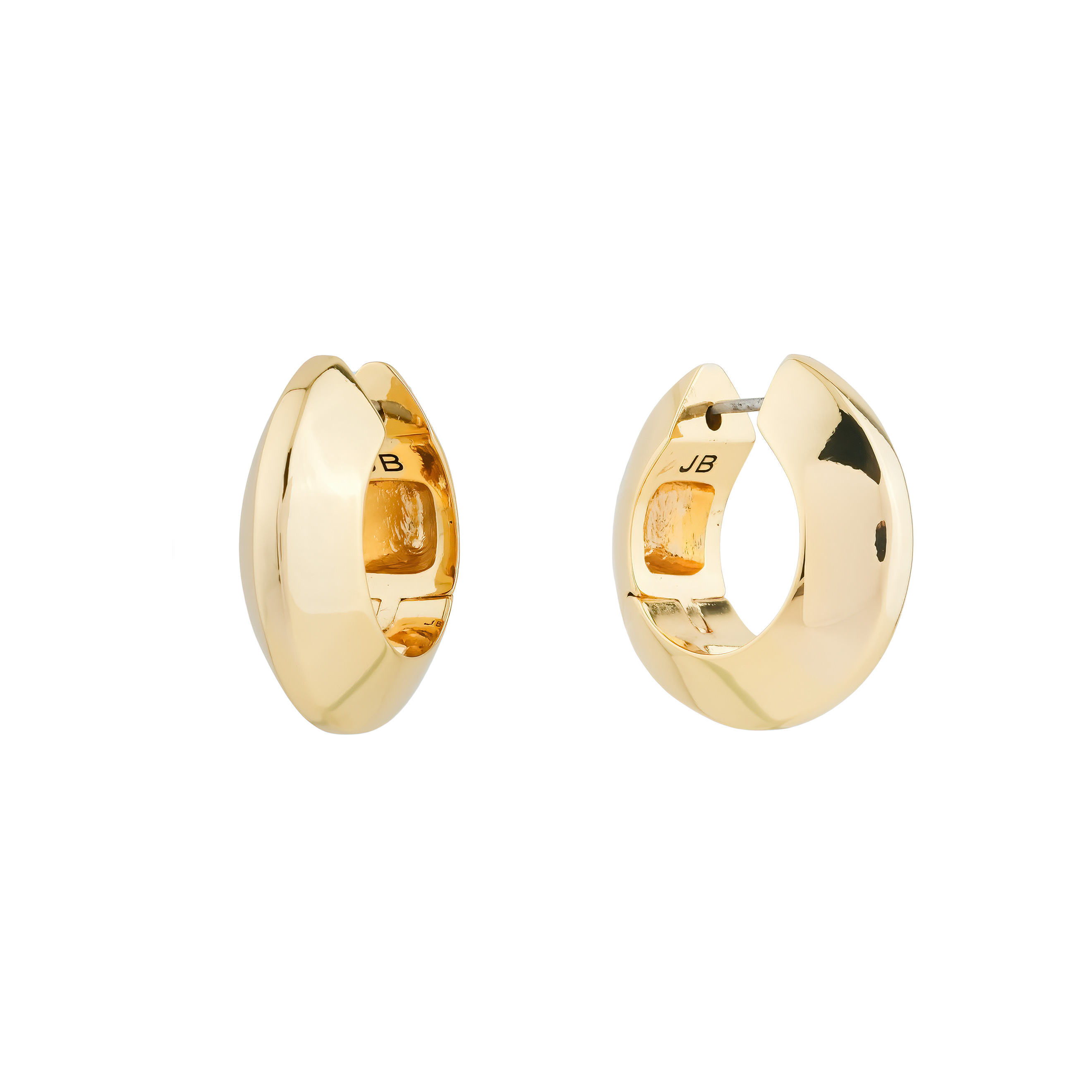Средние золотистые круглые серьги WIDE HINGED HOOPS