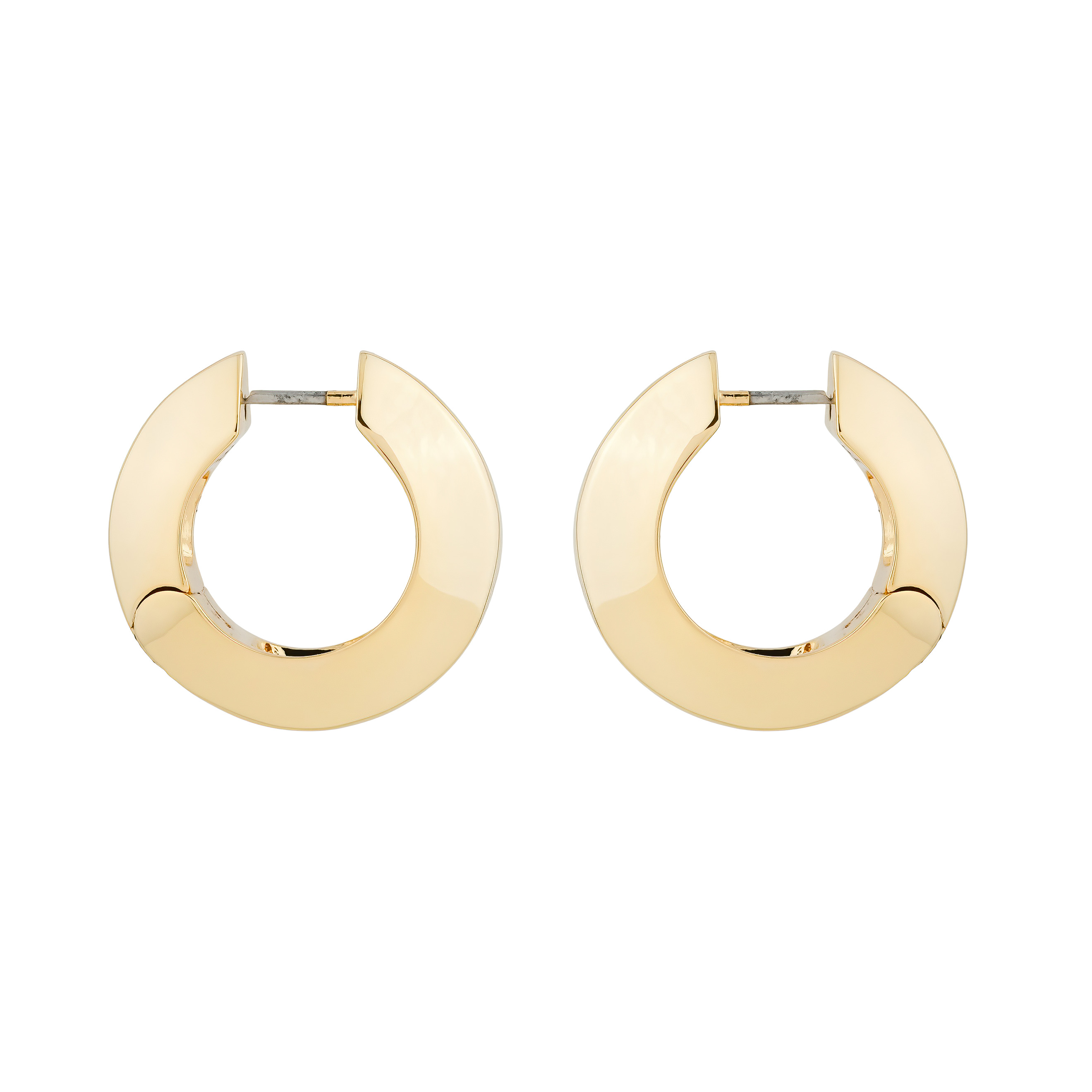Средние золотистые круглые серьги WIDE HINGED HOOPS