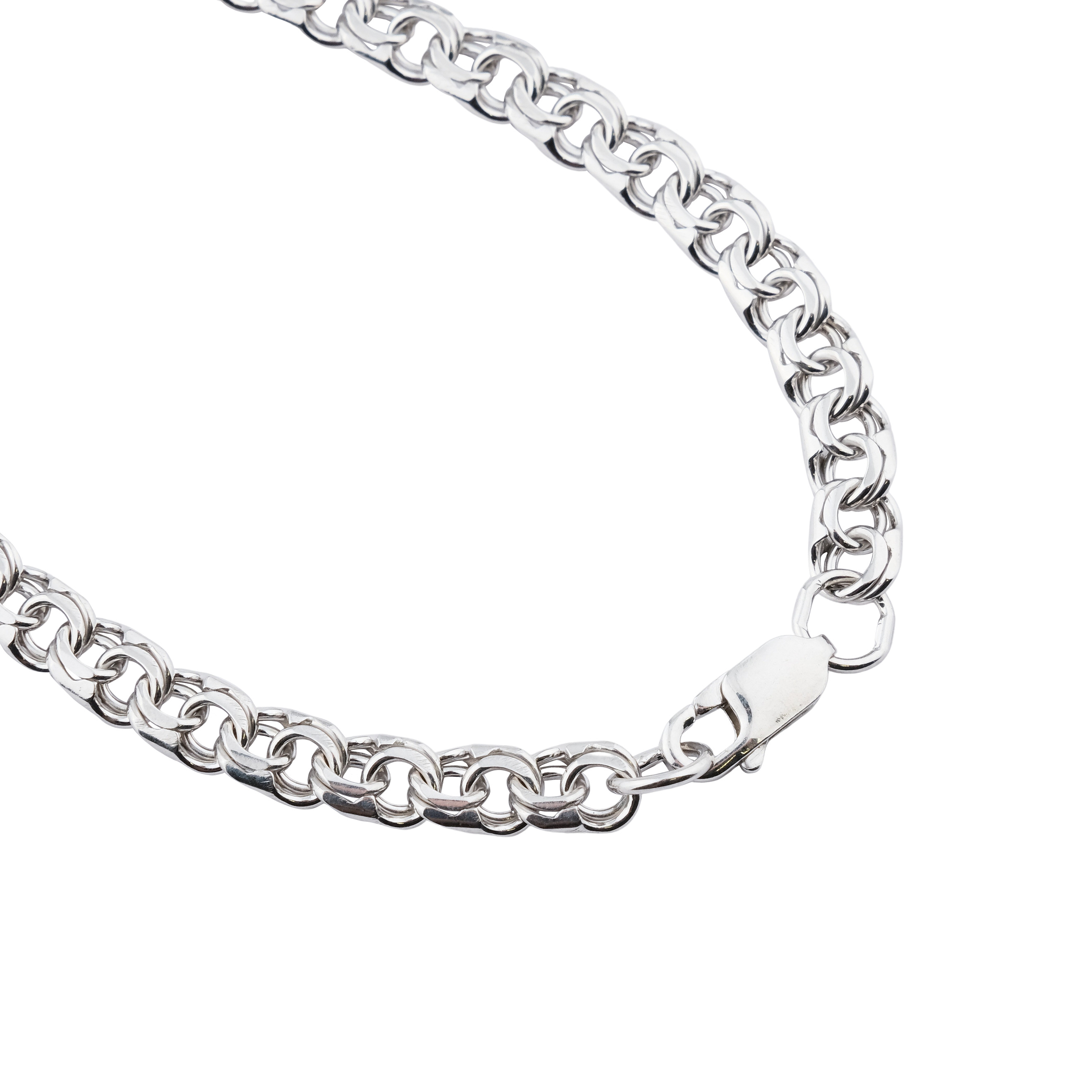 Silver chain bracelet with double links