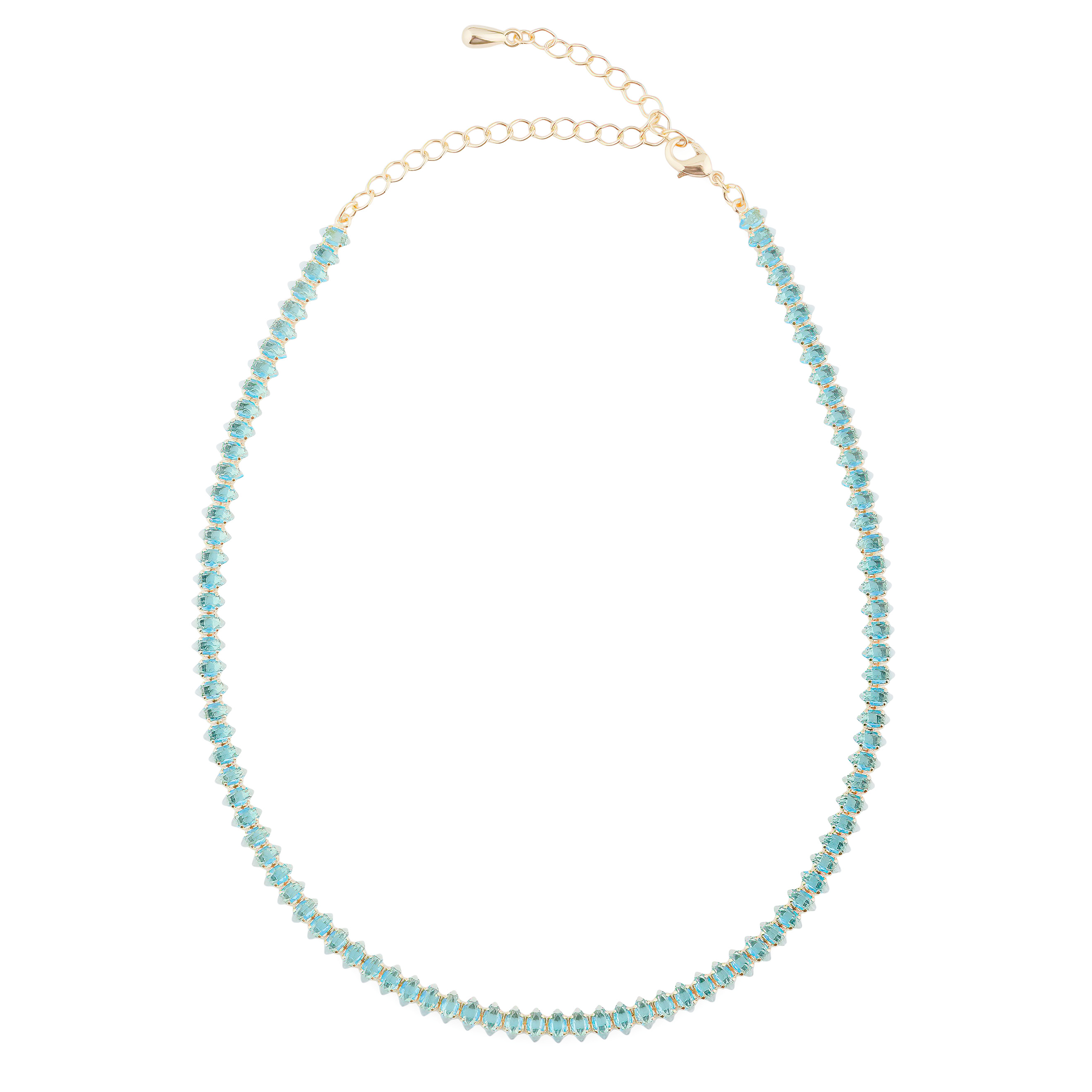 Choker necklace with blue crystals