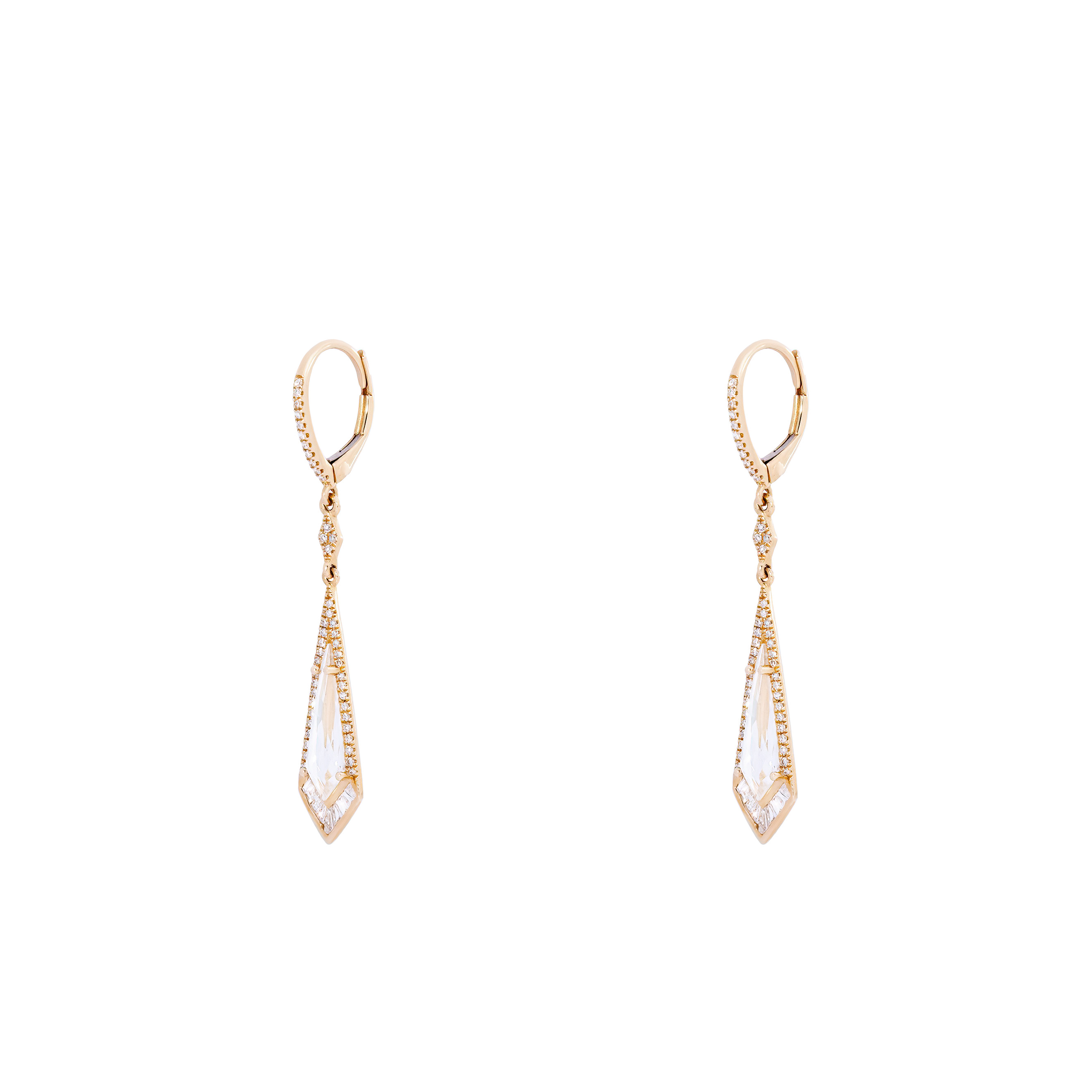 Yellow gold earrings with diamonds and topaz