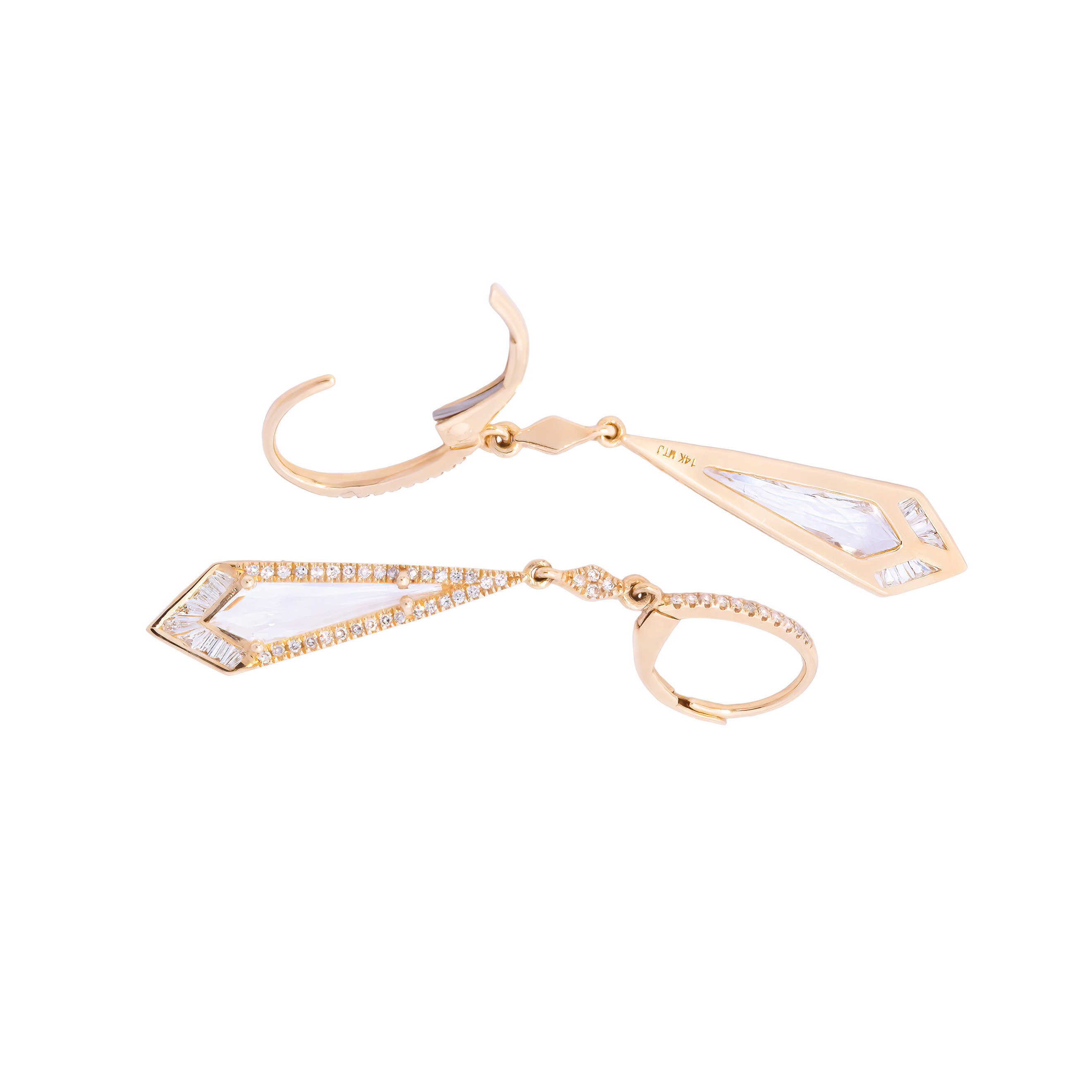 Yellow gold earrings with diamonds and topaz